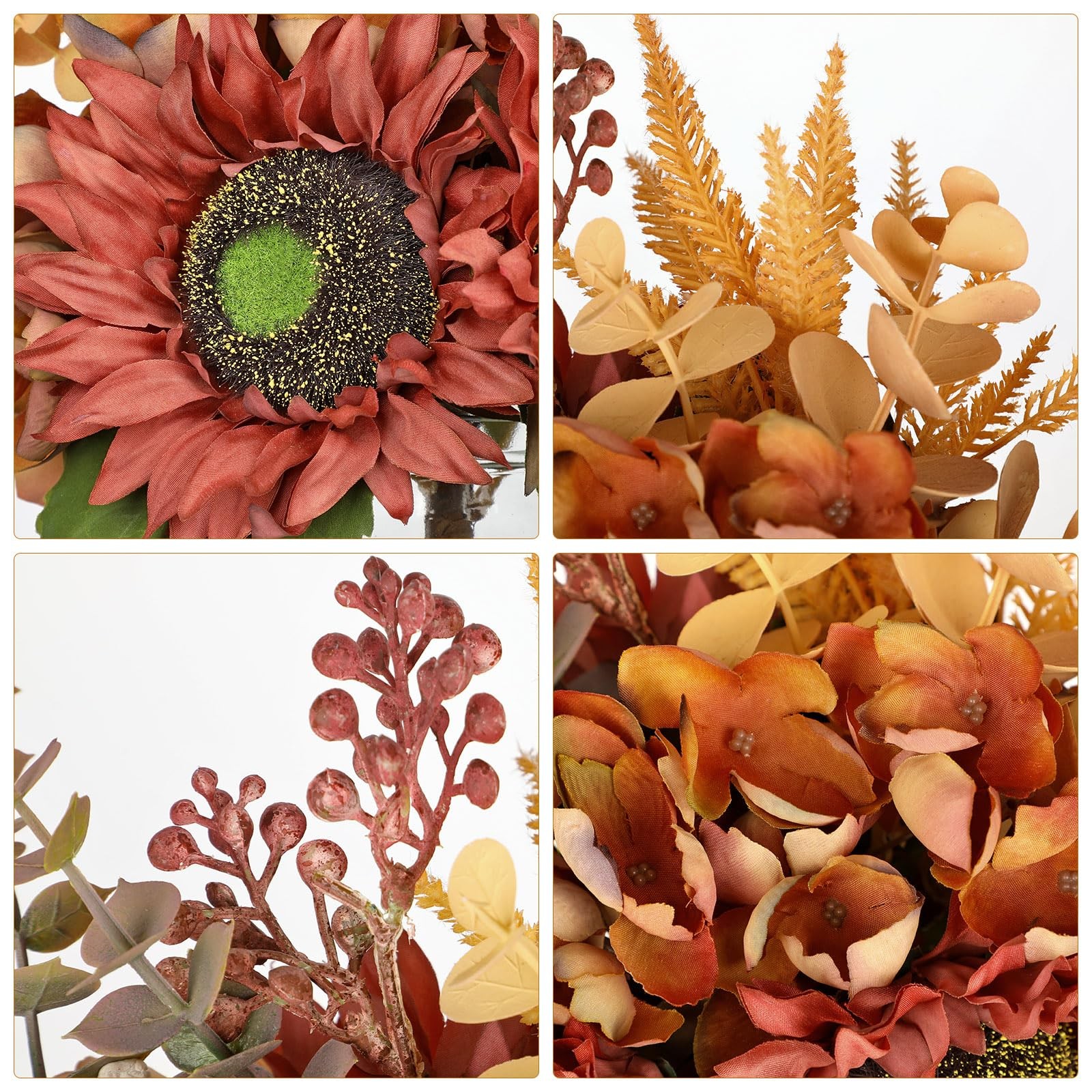 Silk Sunflowers Artificial Flowers with Mason Jar Centerpiece for Table Orang…