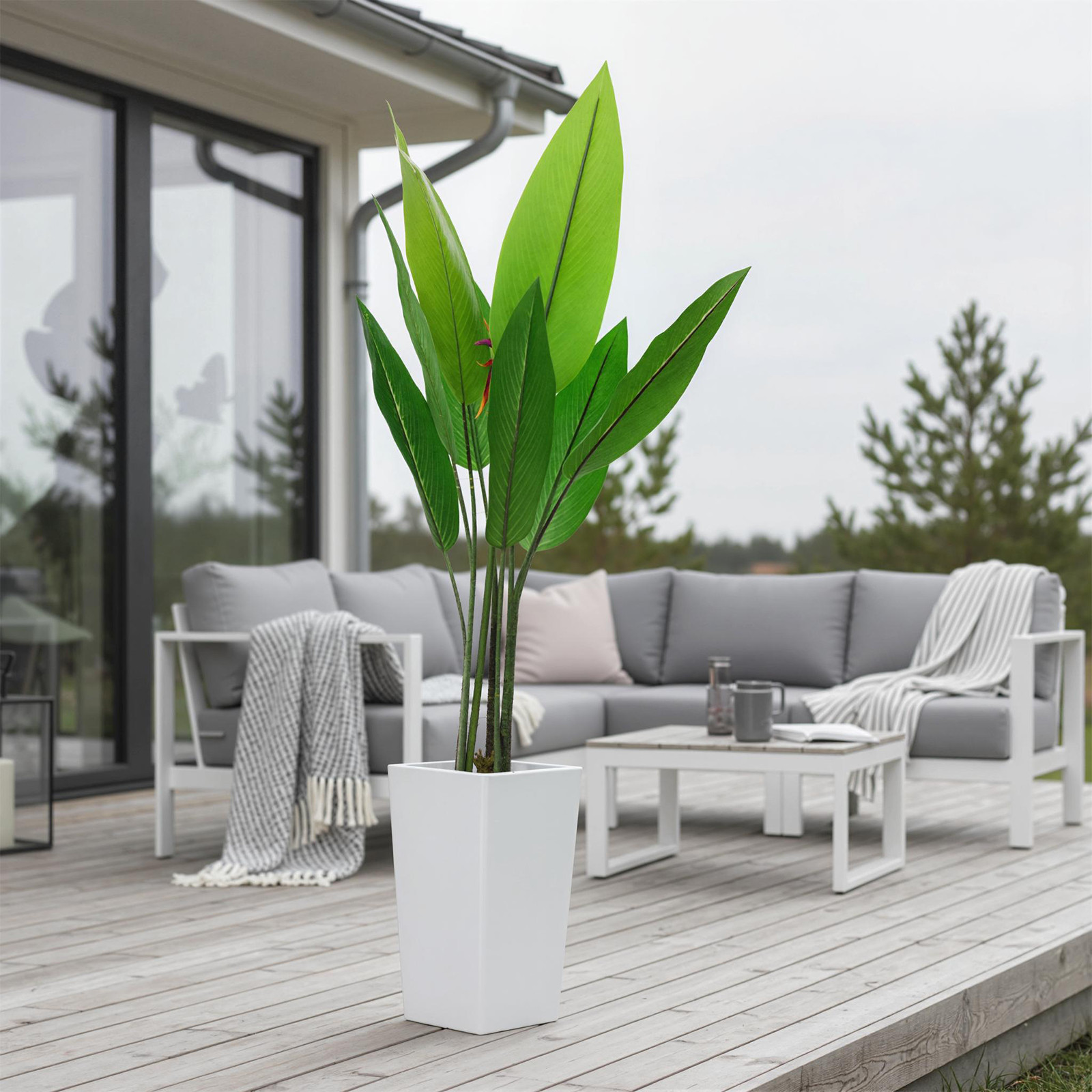 4.8FT Artificial Bird of Paradise Plant Tall Faux Banana Leaf Tree for IndoorDec