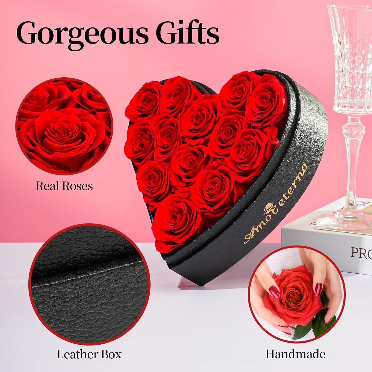 Flower, Forever Roses in A Box, Fresh Flowers, Birthday Gifts for Her, Women,…