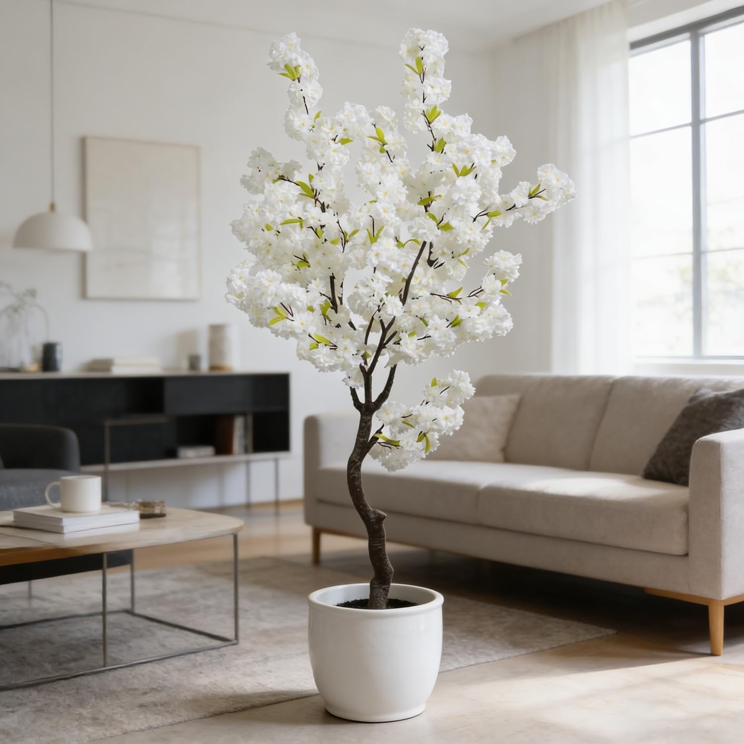 Artificial White Cherry Blossom Tree Fake Tree Cherry Blossom Decor Fake Flowers