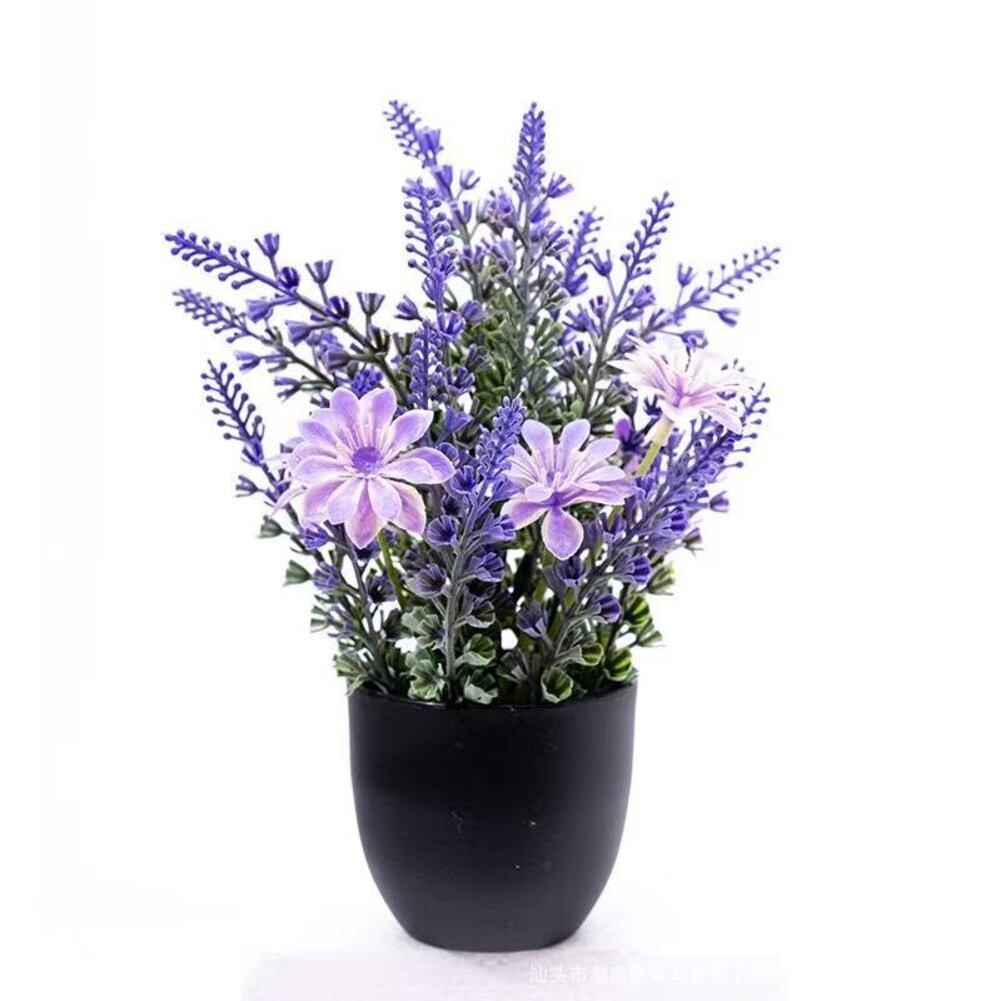4pcs Small Lavender Artificial Plants in Pots for Home and Office Decor