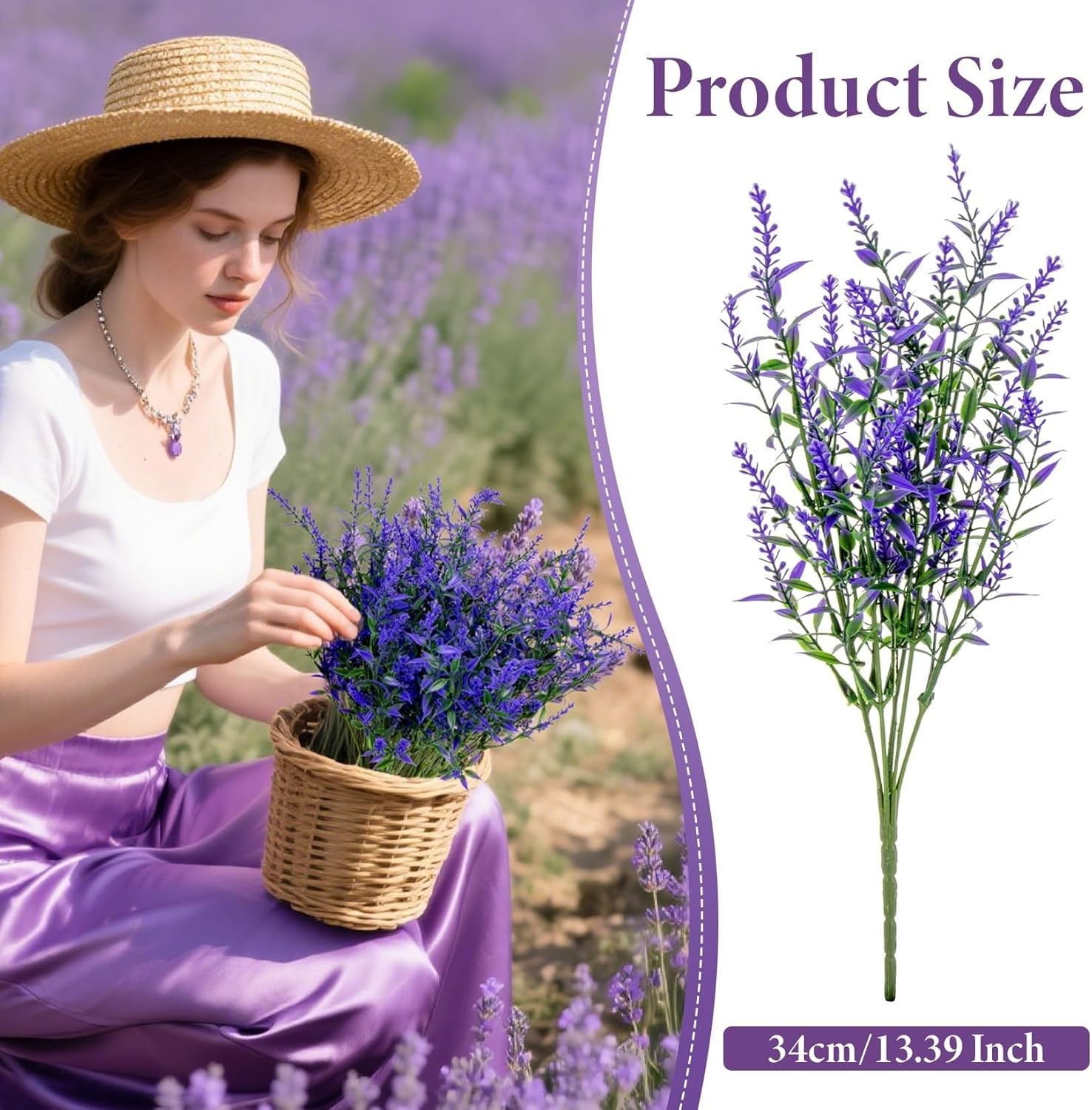 Vibrant 7 Pcs UV Resistant Lavender Flowers for Easy Indoor and Outdoor Styling