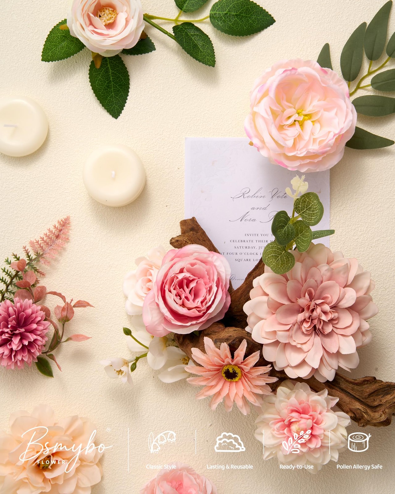 Artificial Pink Roses Bouquet for DIY Wedding, Baby Shower, Home Decor