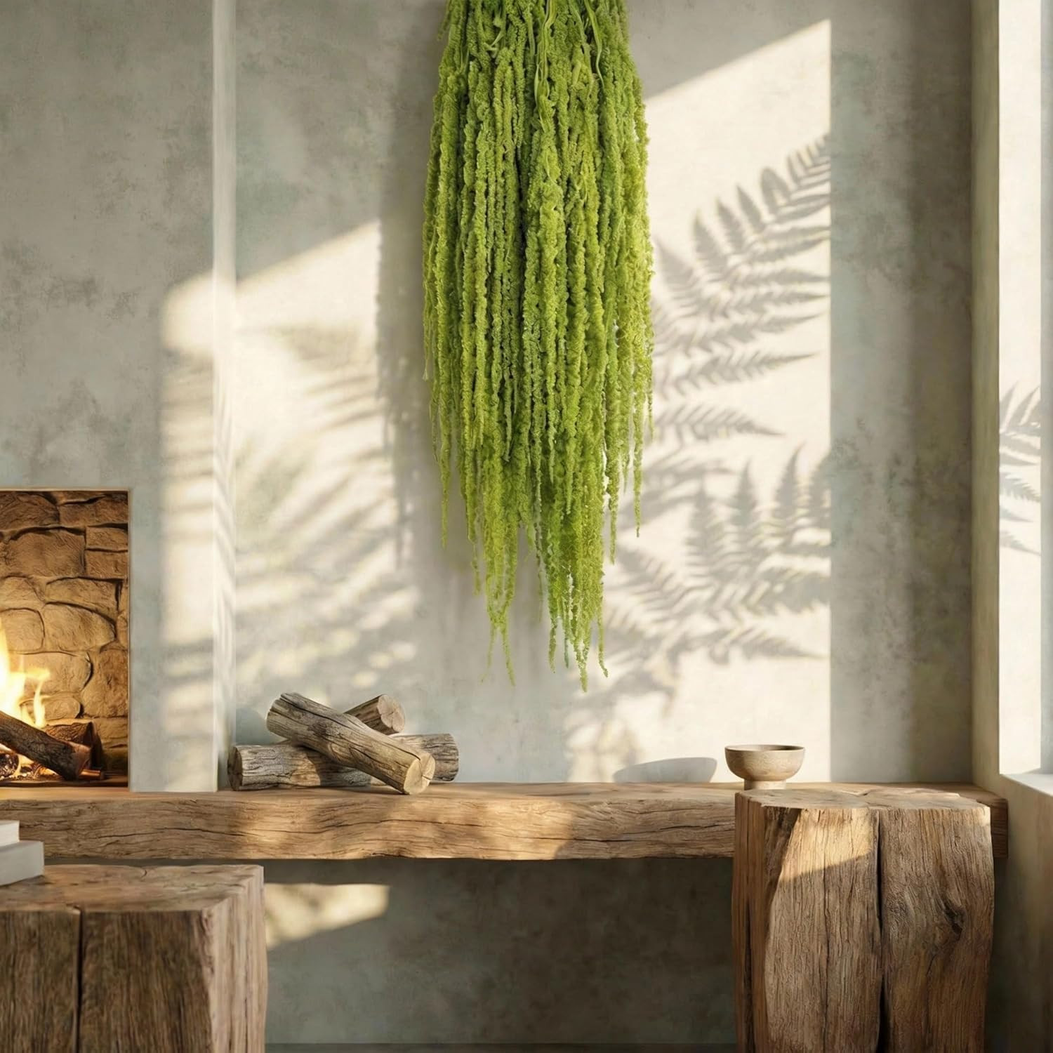 Silva Loup 24Pcs Dried Wisteria Flowers – 30″ Bleached Green Vine Decor