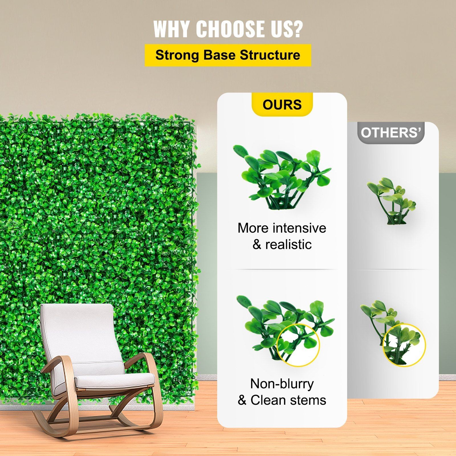 Fake Green Boxwood Panel 6 Pack 20x20in Thick PE Garden Privacy Wall