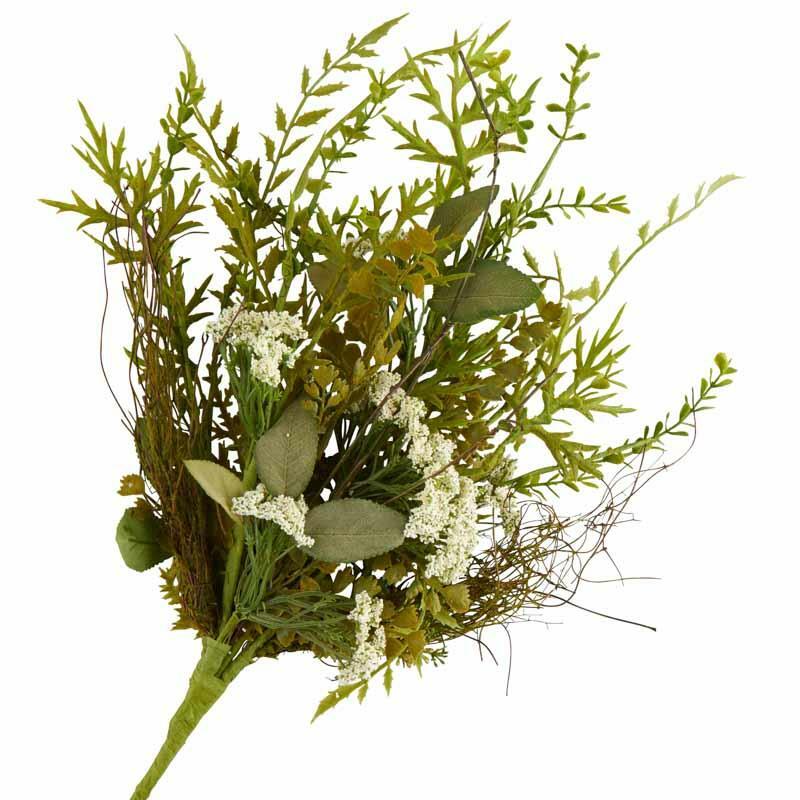 Factory Direct Craft Green and Cream Artificial Meadow Greenery Bush