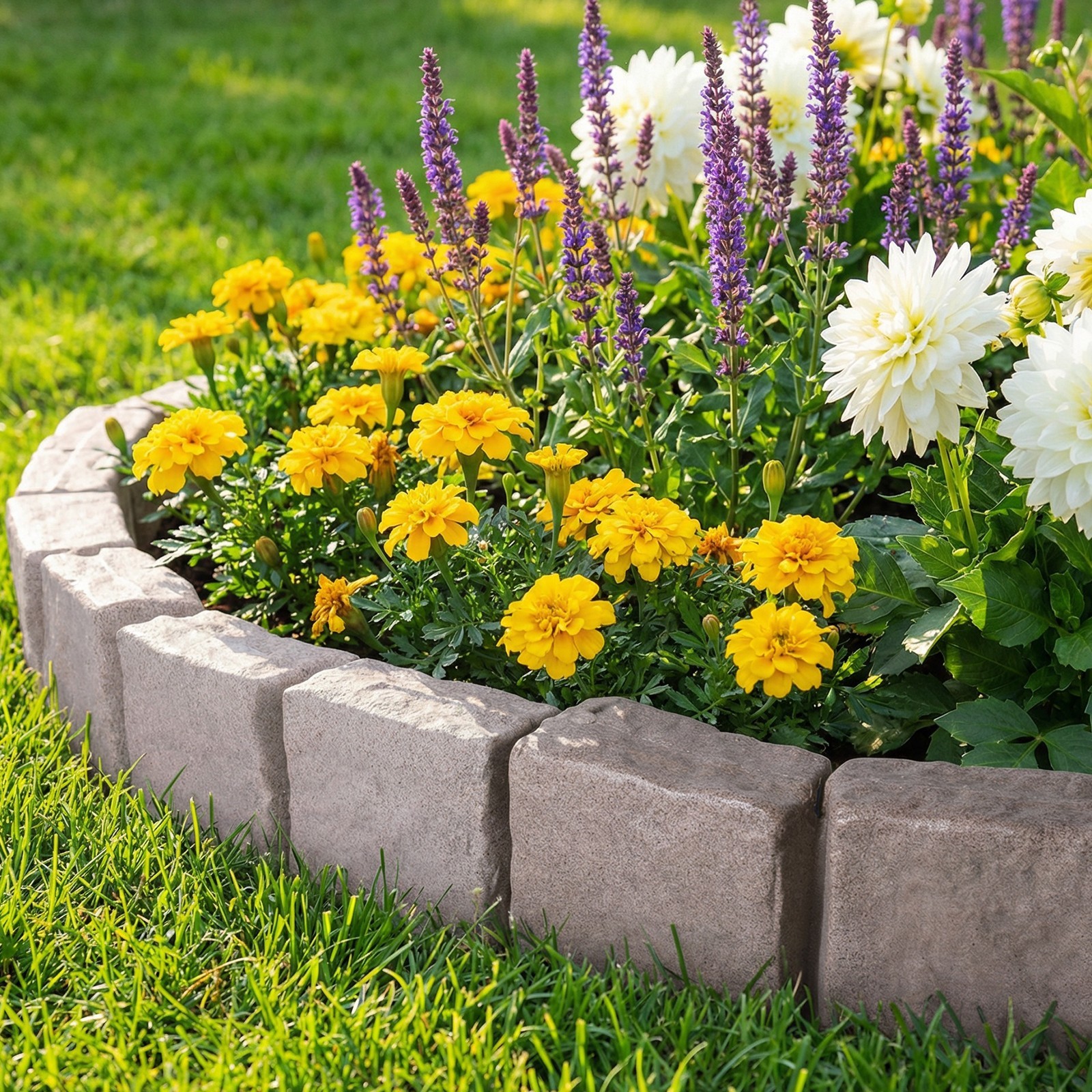 Plastic Garden Lawn Border Garden Edging Border Stone 12pcs for Home Improvement