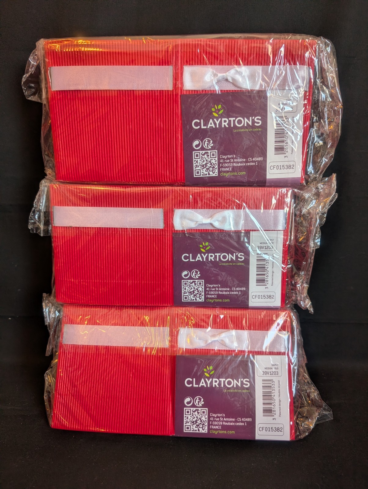 (30) Clayrtons Red Floral Arrangement Corregated Boxes Medium 4.75″Sq France NEW