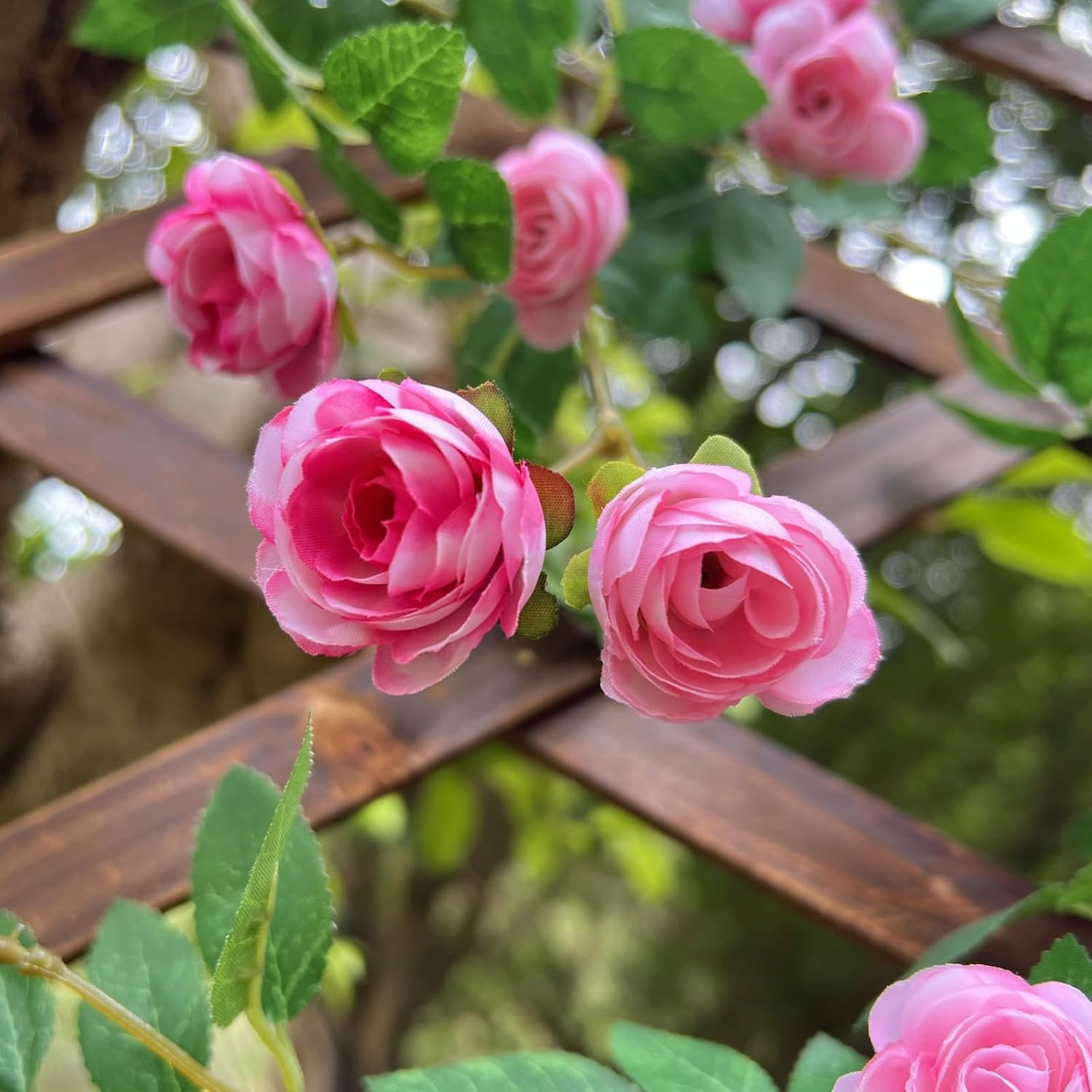 6FT Pink Rose Garland – Artificial Silk Flowers for Home & Wedding Decor (2Pc)