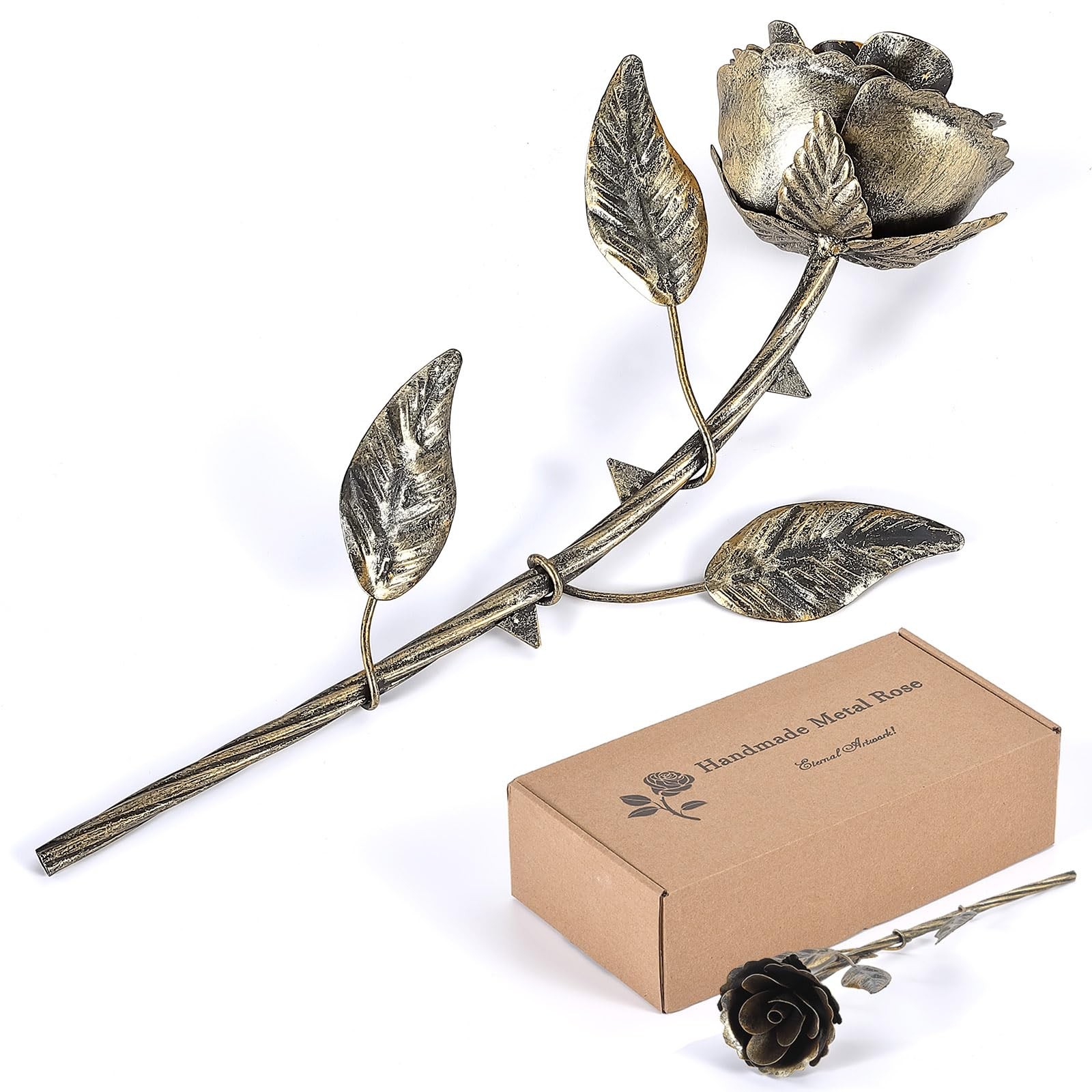 Iron Rose Gifts for Anniversary, Handcrafted Metal Rose, Bronze Anniversary M…