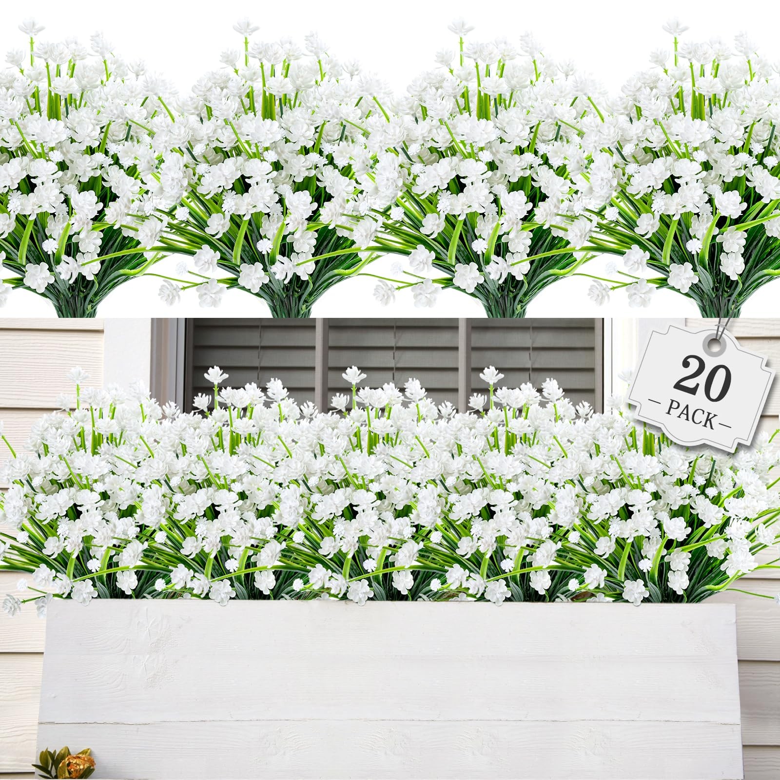 20 Bundles Artificial Flowers Outdoor Spring Summer Decoration UV Resistant