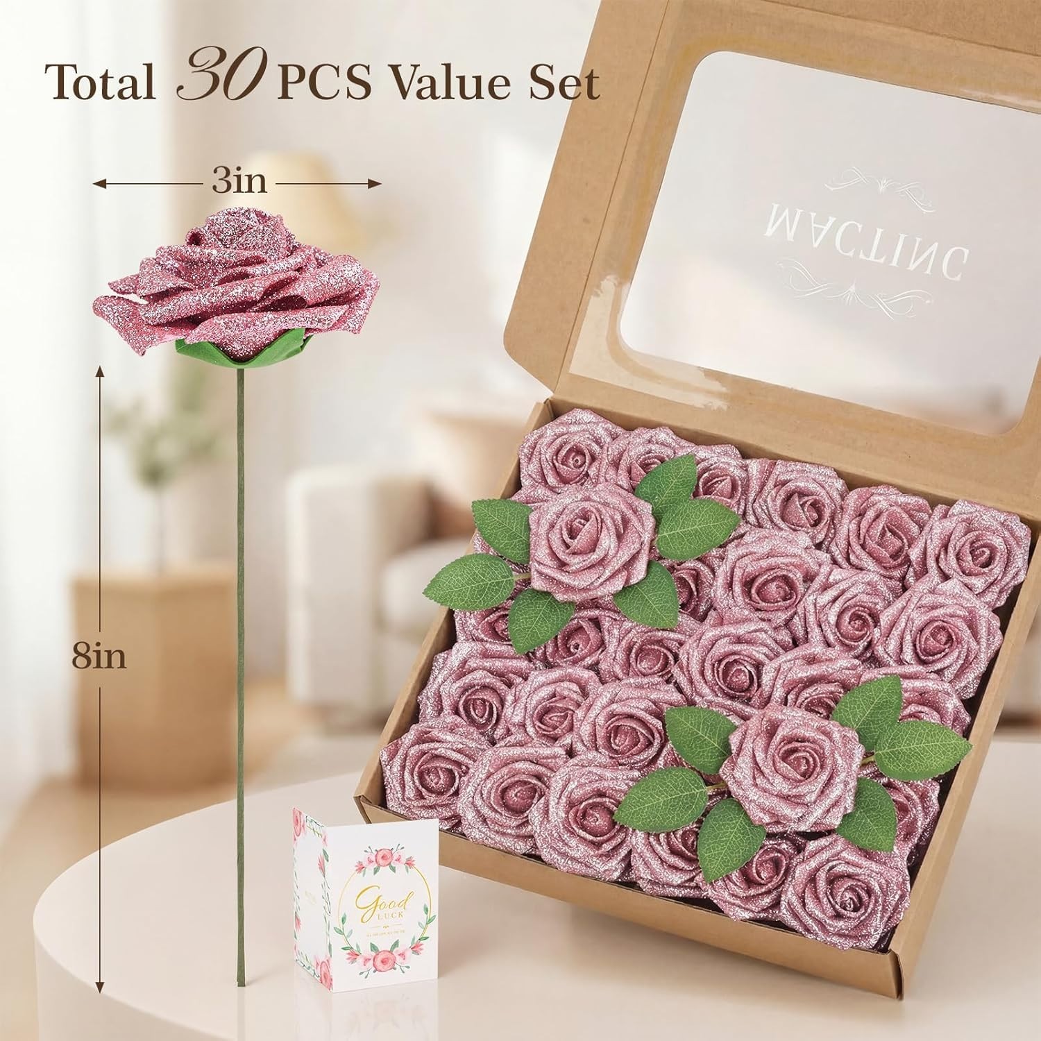 Charming 30PCS Pink Artificial Roses – Ideal for Seasonal Decorations and Gifts