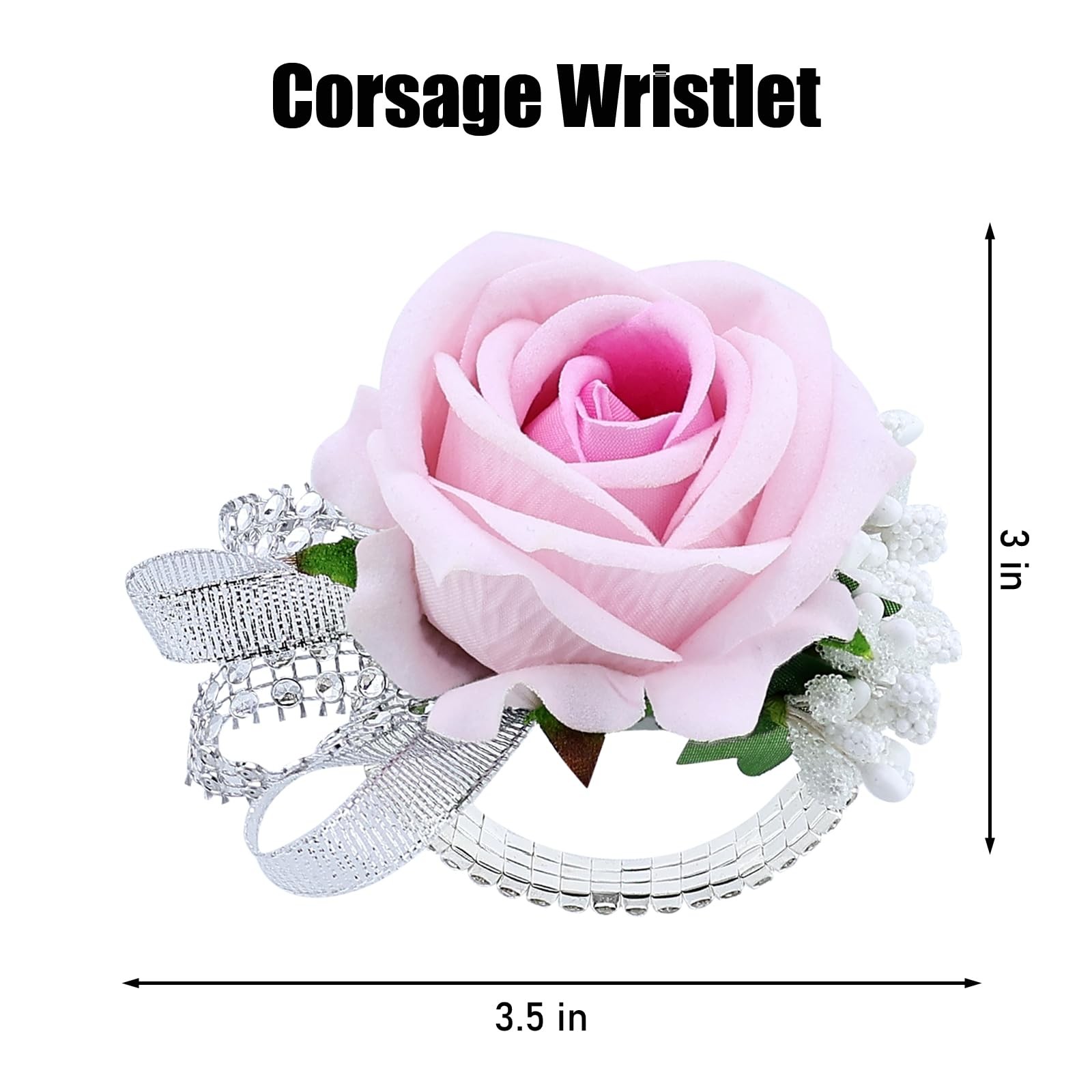 Set of 2 Wrist Corsage Wristlet for Wedding Prom Women Bride Bridesmaid Artif…