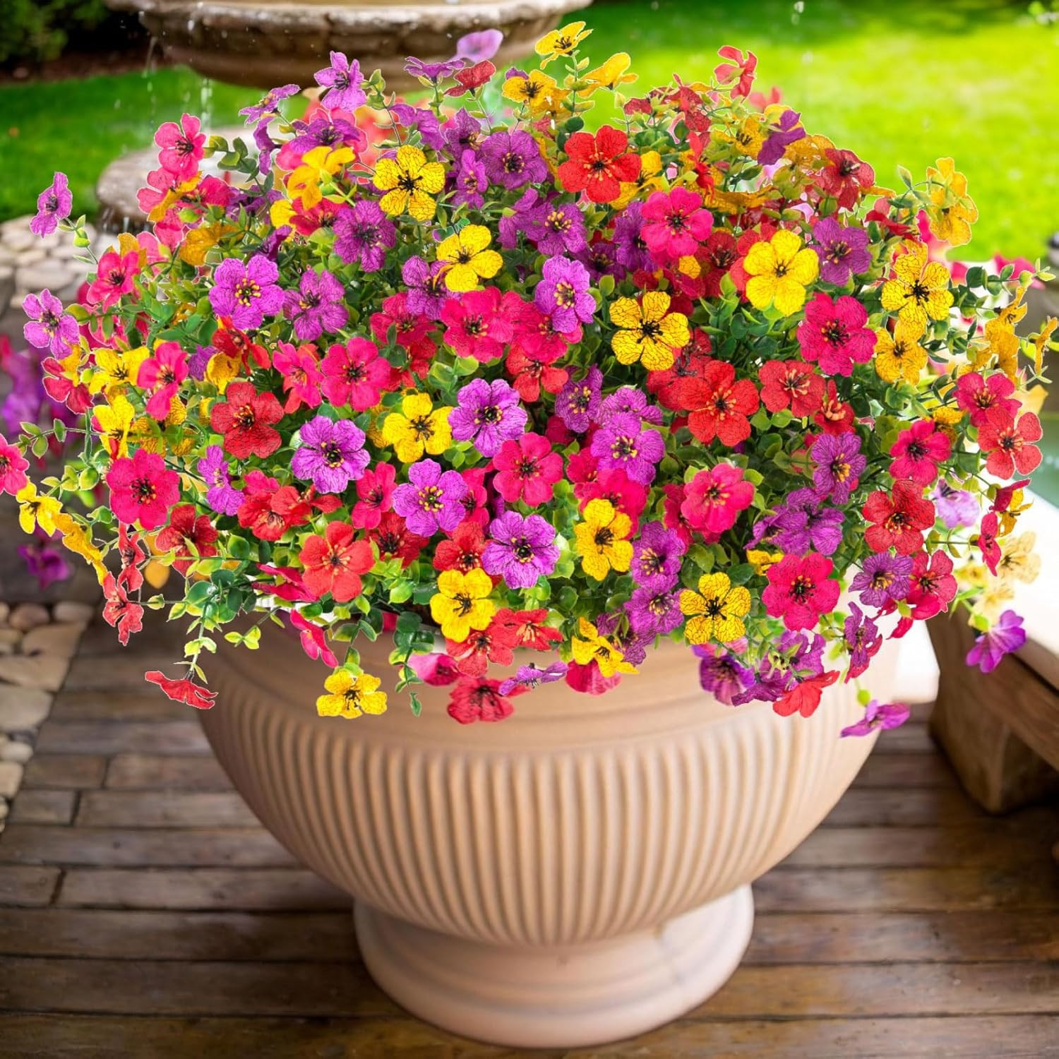 12 Bundles Artificial Flowers,Faux Plants for Spring Summer Decoration, UV Resis