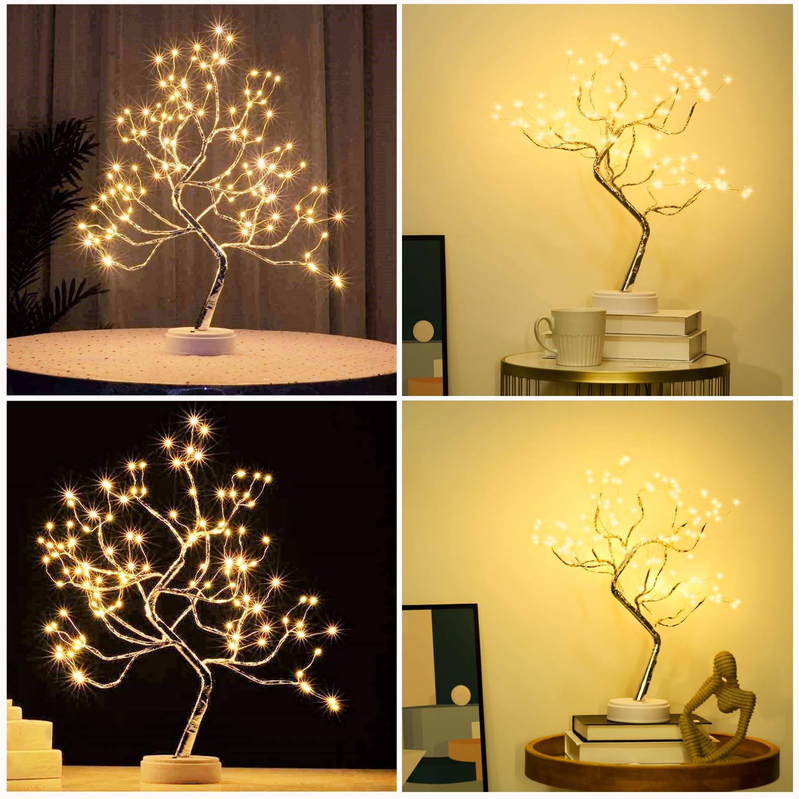 PXBNIUYA Room Decor, 20″ 108 LED Tabletop Bonsai Tree Light, DIY Artificial T…