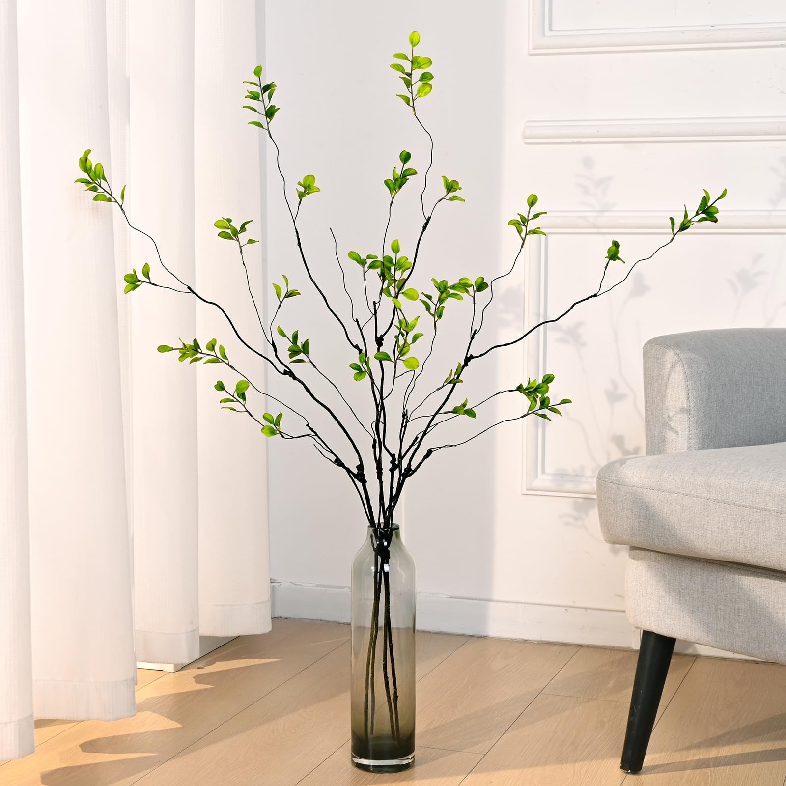 4PCS Artificial Ficus Branches for Vase, Faux Greenery Stems for Vase Filler,…