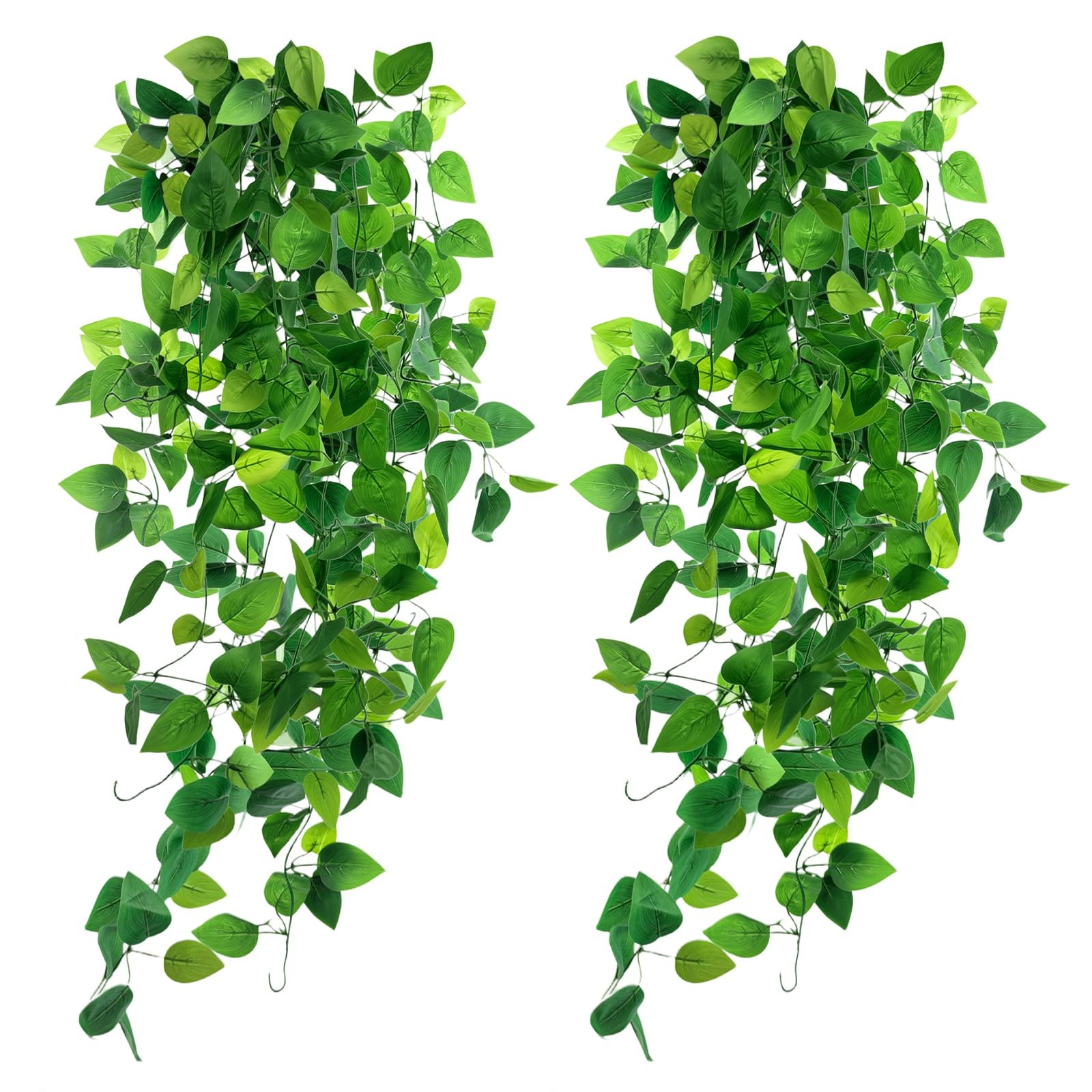 2 PCS Fake Vines, Fake Pothos Hanging Plants Ivy Vines, Artificial