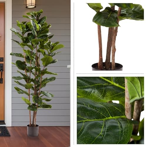PURE GARDEN ARTIFICIAL FIDDLE LEAF FIG TREE, 72”, 50-LG1119 – GREEN
