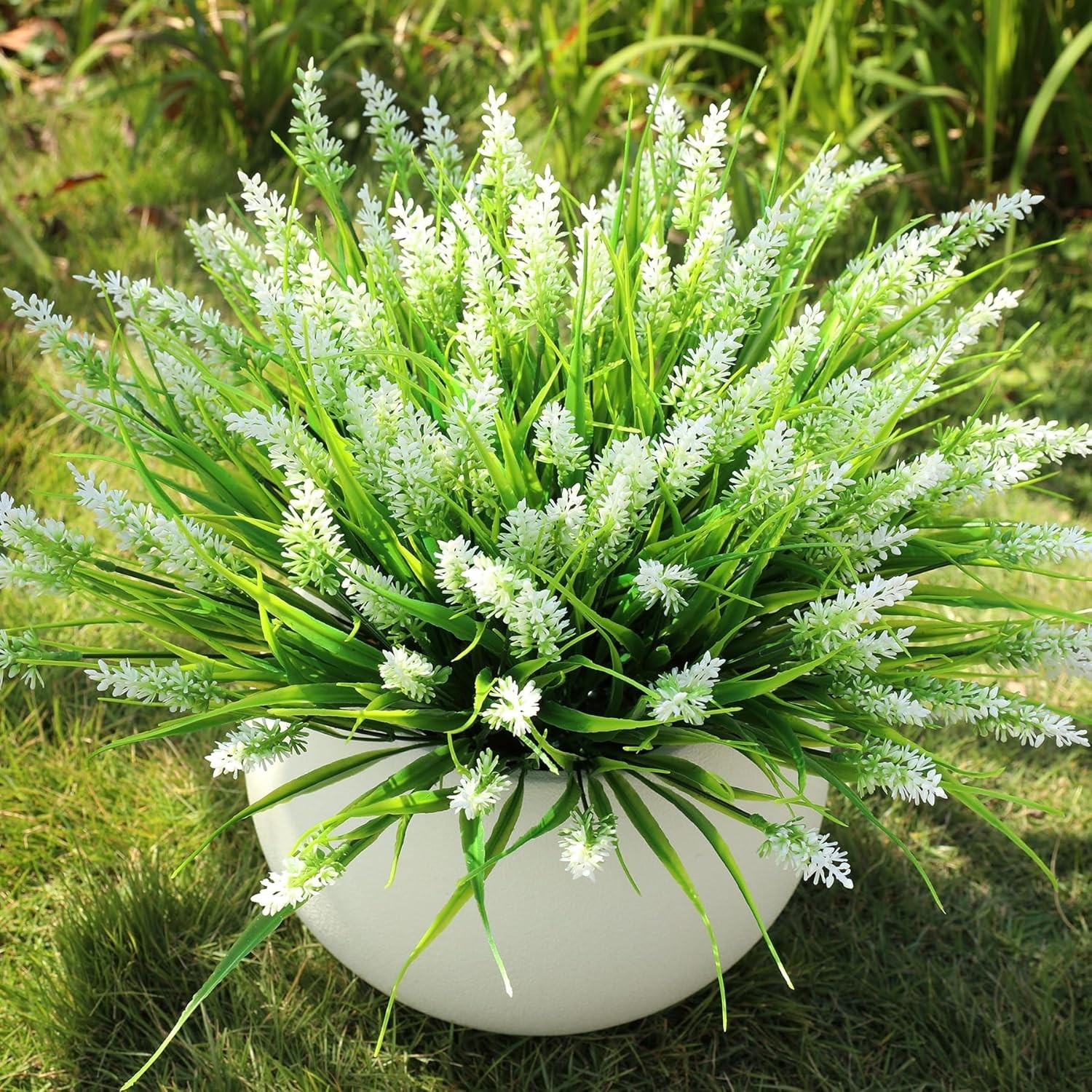 16-Pack UV Resistant Realistic Lavender & Monkey Grass for Elegant Outdoor Decor