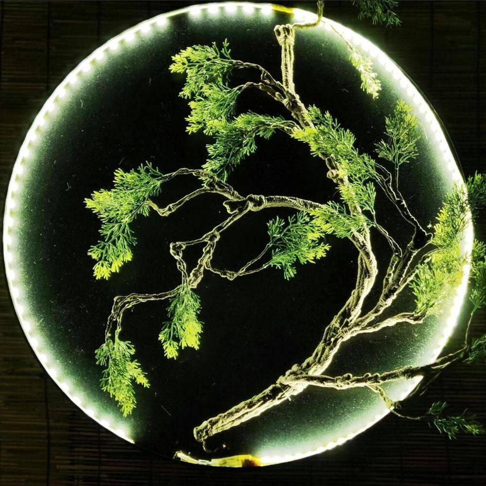 1Pc Artificial Pine Bark Branches Green Leaf Bendable Foliage Real Touch EPE Mat