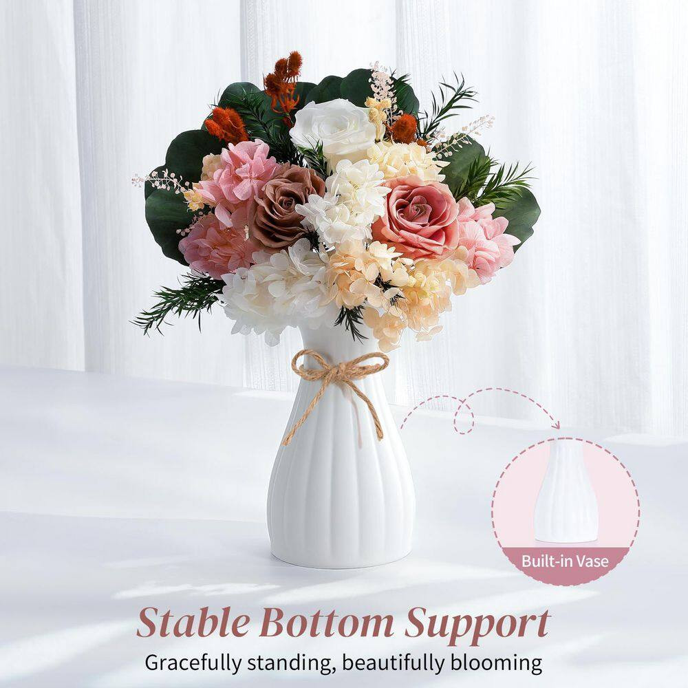 13.4 In. Light Pink Artificial Preserved Rose Bouquet-Includes Gift Box and Gree