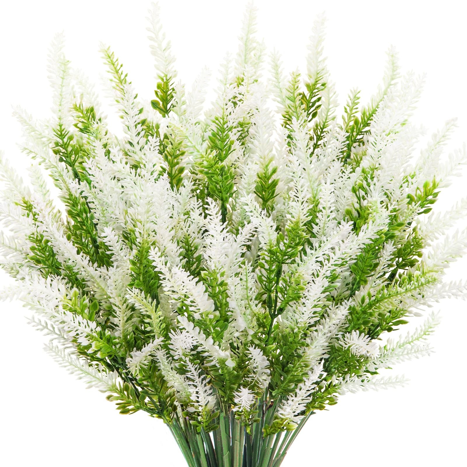 10 Bundles Fake Flowers Artificial Lavender Faux Plastic Plants Flowers for H…