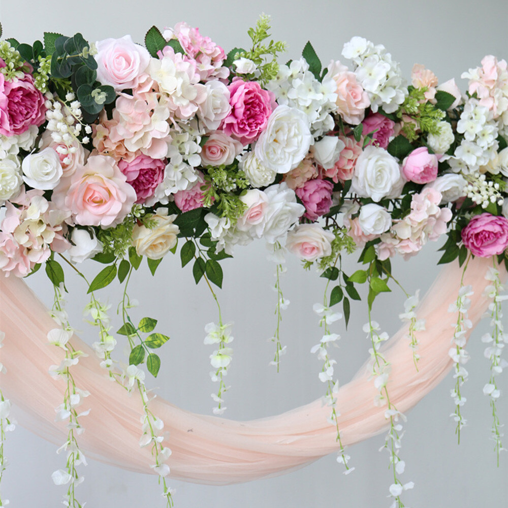 100cm Artificial Rose Flower Row Wedding Arch Stage Wall Background Decoration