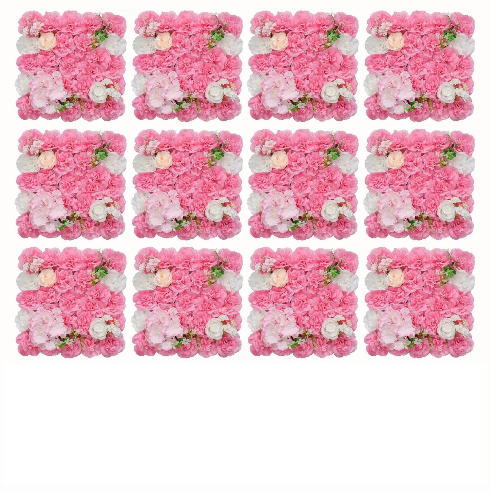 Flower Wall Backdrop 12pcs 16.5×16.5 Inch Artificial Floral Wall Panel 3D Sil…