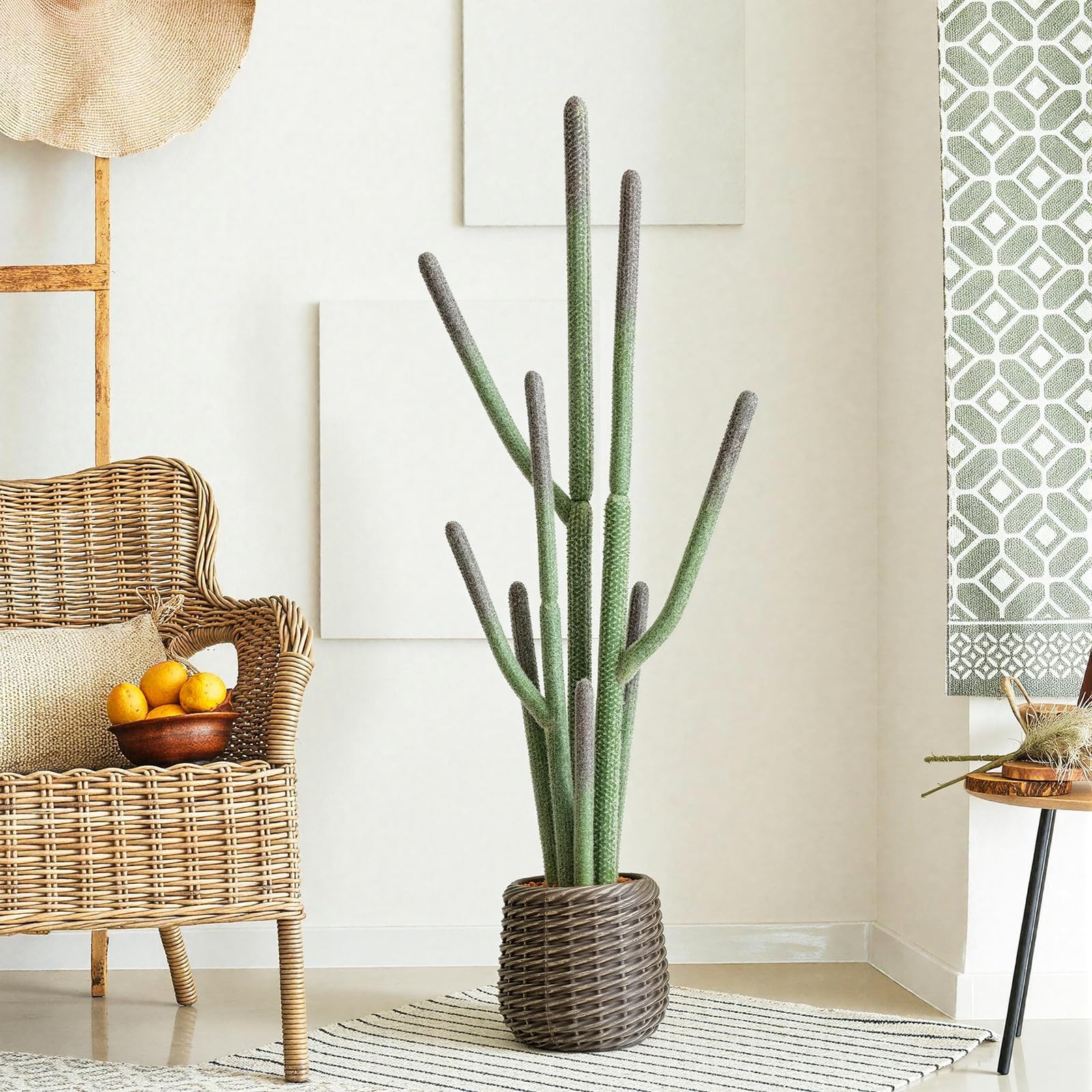 44” Artificial Cactus Plant with Brown Decorative Planter, Realistic Faux Cac…