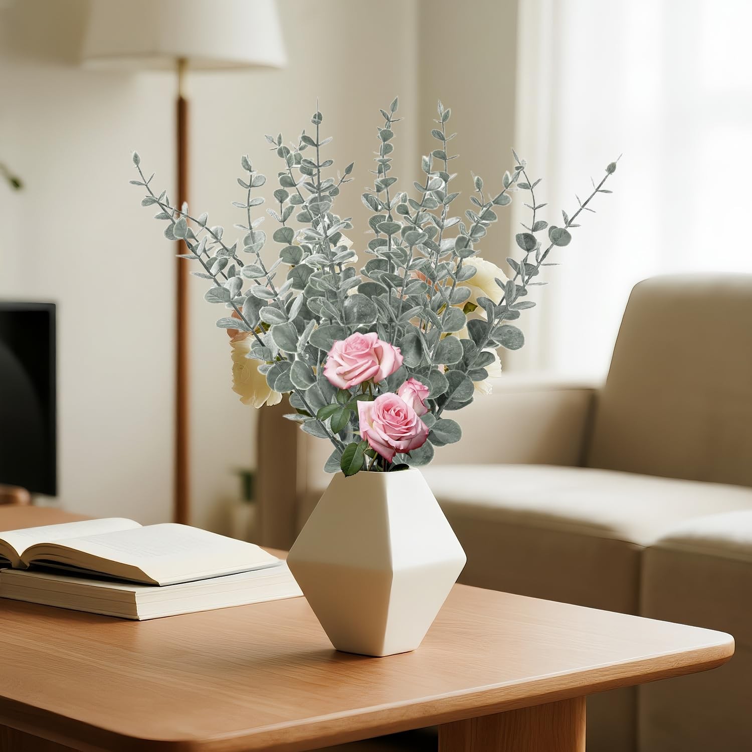 18 Pcs Artificial Eucalyptus Stems Fake Greenery Leaves for Floral Arrangements