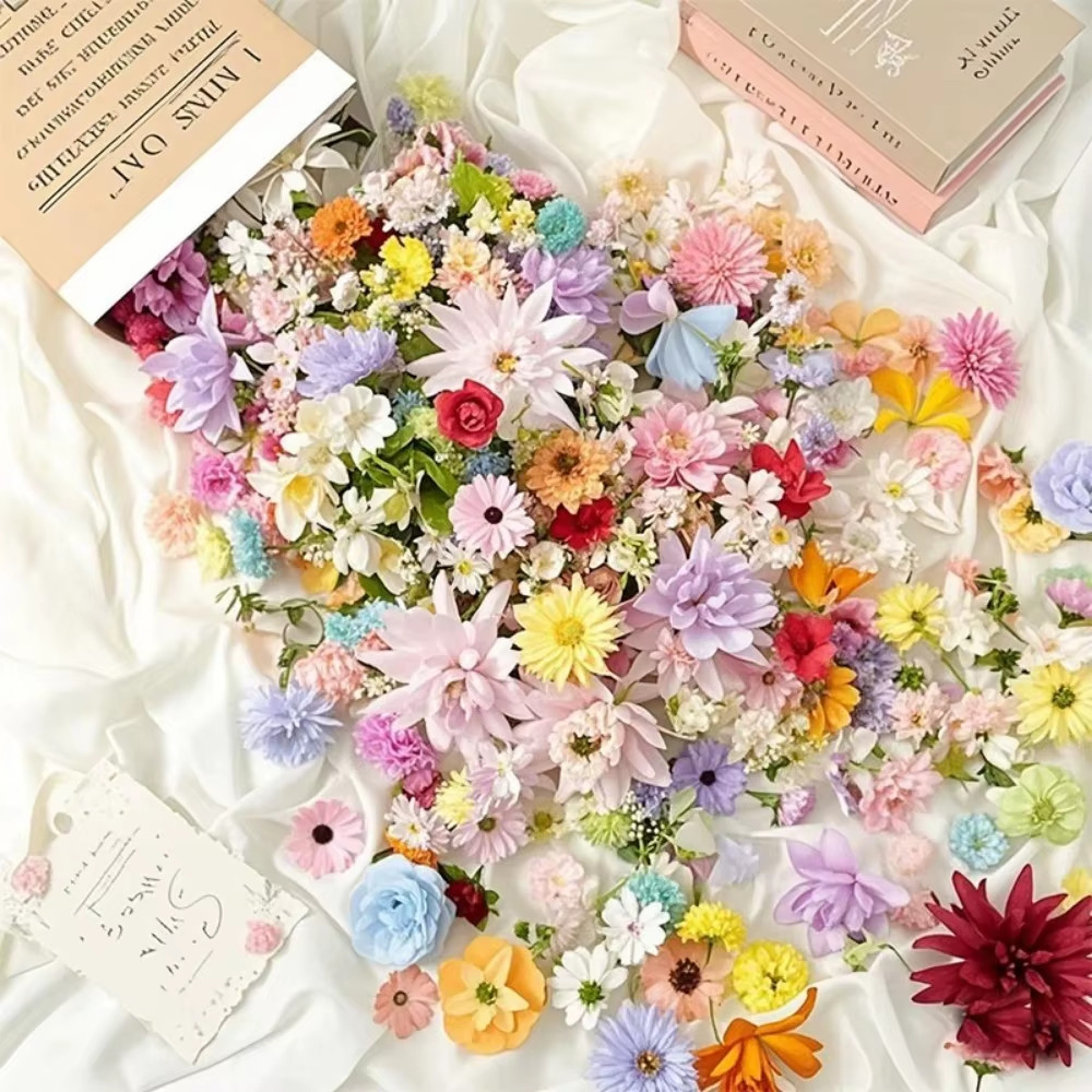 20/52pcs Random Mix Artificial Flowers Silk Fake Flowers for Home Room Decor DIY
