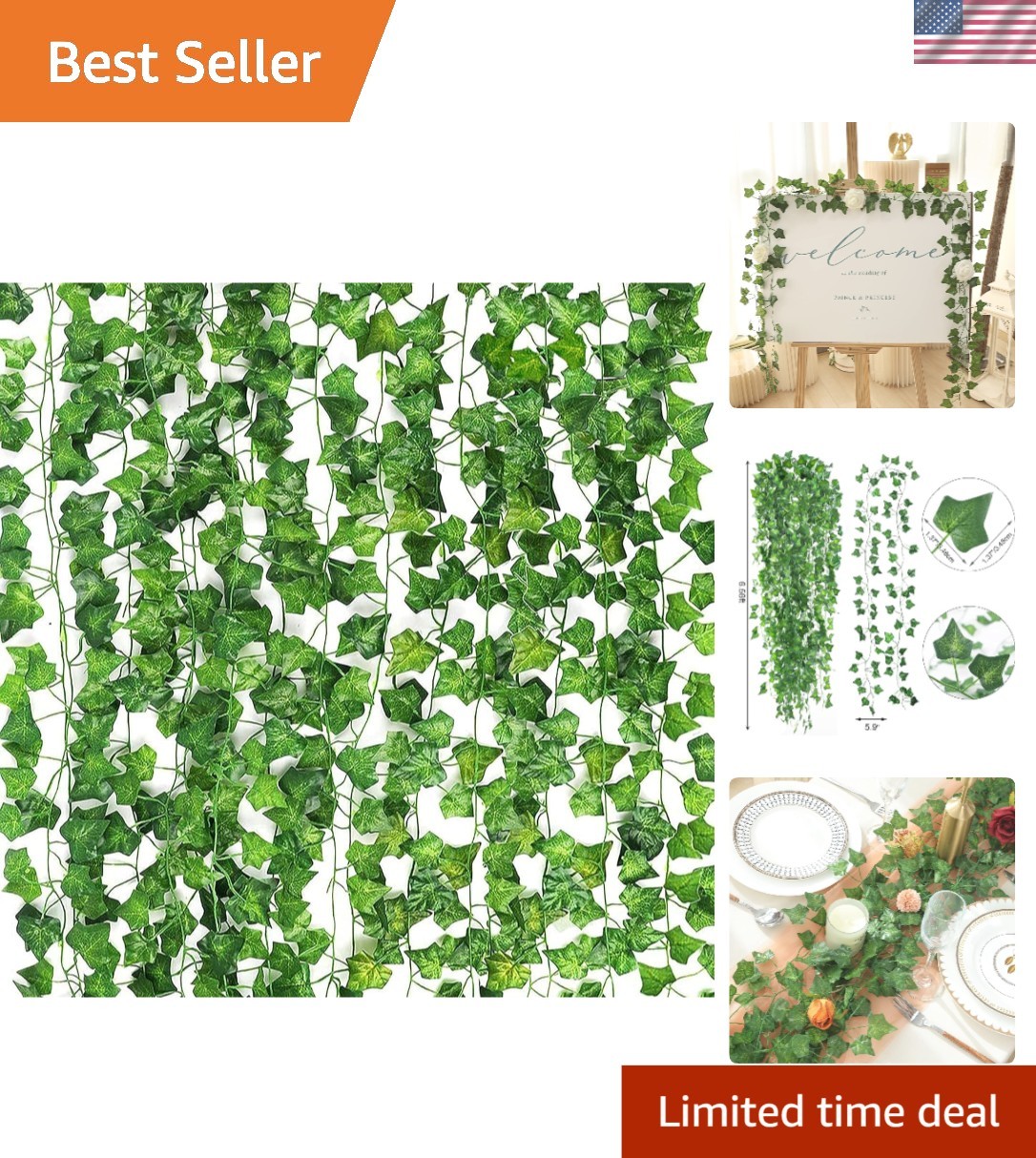 14pcs 98 Feet Fake Vines for Room Decor Artificial Vines Ivy Leaves Hanging G…