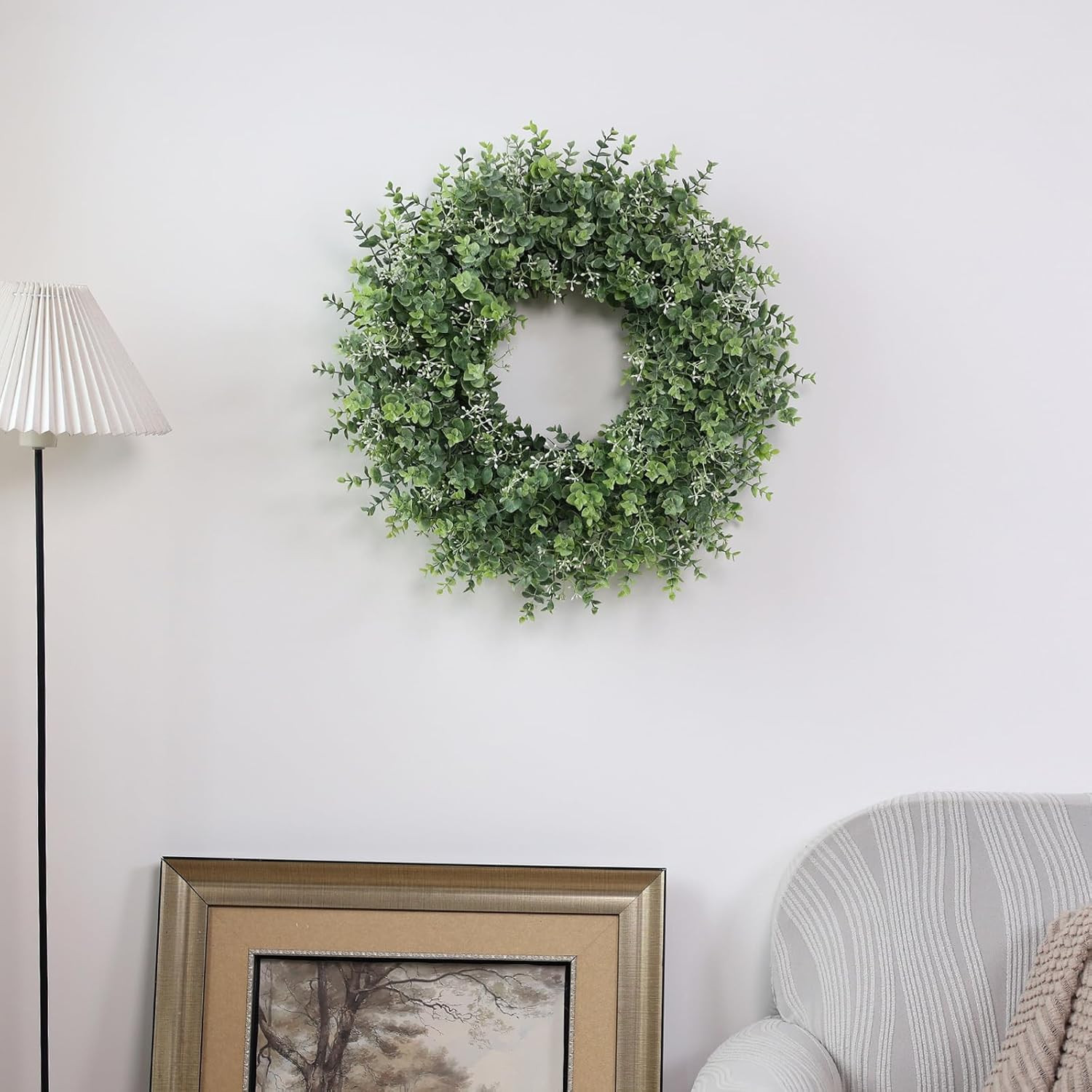 26” Eucalyptus Wreath for Front Door – Large Artificial Eucalyptus Leaves with