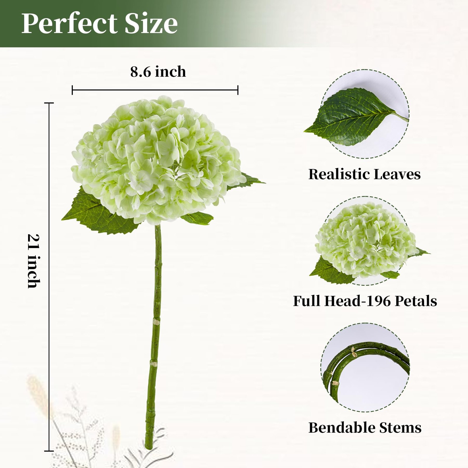4 Pcs Hydrangea Artificial Flowers, Latex Real Touch Hydrangeas Lifelike Fake…