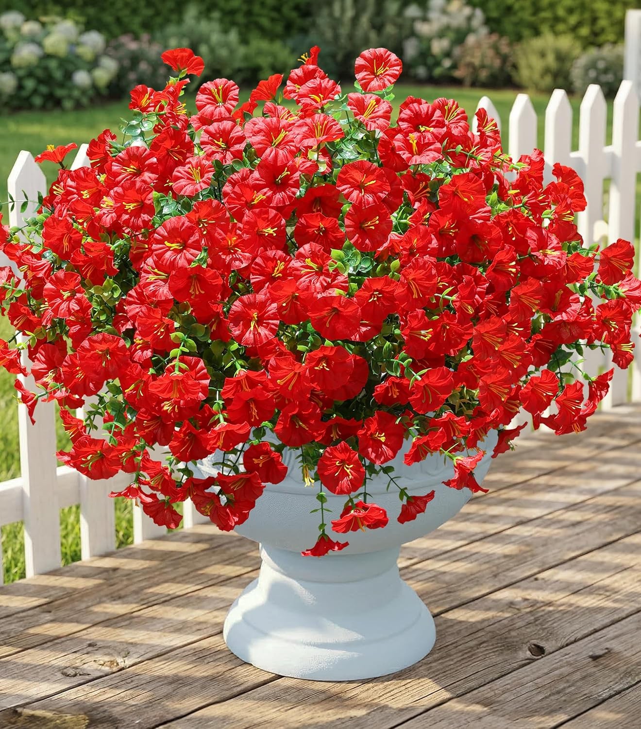 12 Bundles Artificial Morning Glory, Silk Eucalyptus UV Resistant Outdoor Decor