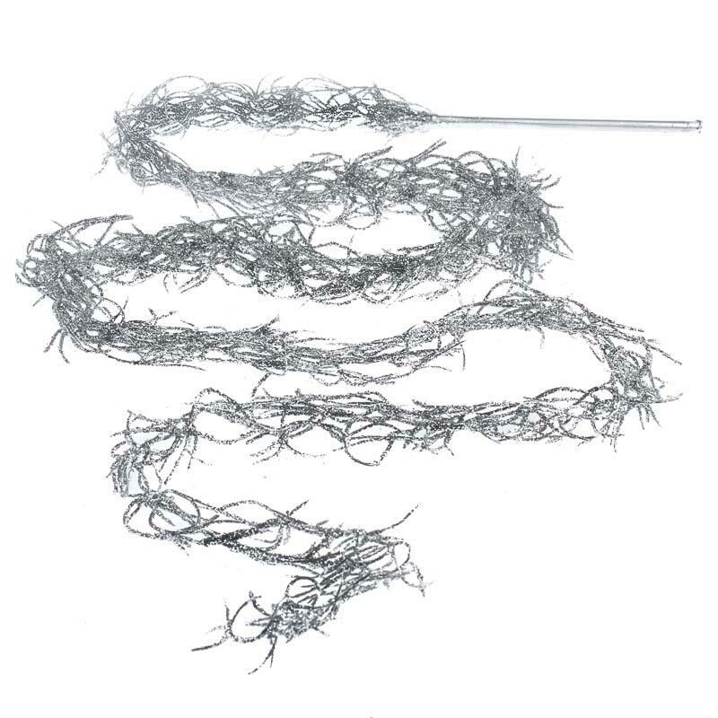 Metallic Silver Mica Glitter Covered Flowing Twig Garland