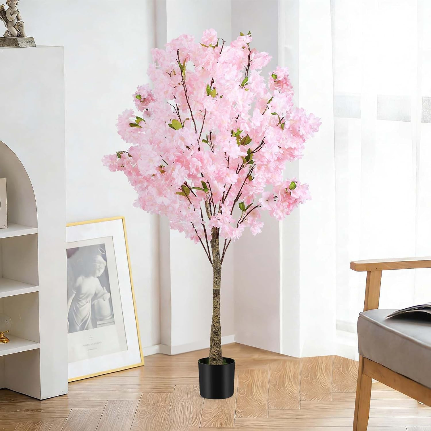 4FT Lifelike Pink Cherry Blossom Tree – Indoor/Outdoor Decorative Plant