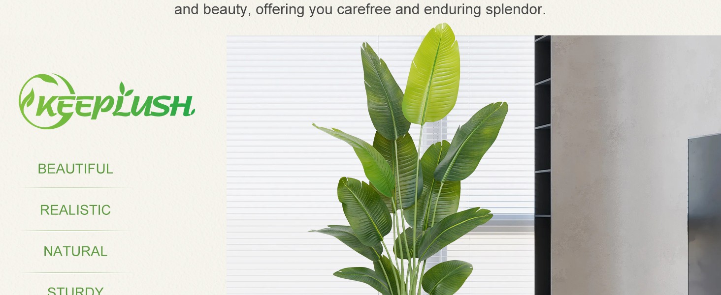 Lifelike Bird of Paradise Artificial Plant,6ft Faux Banana Leaf Tree with 13