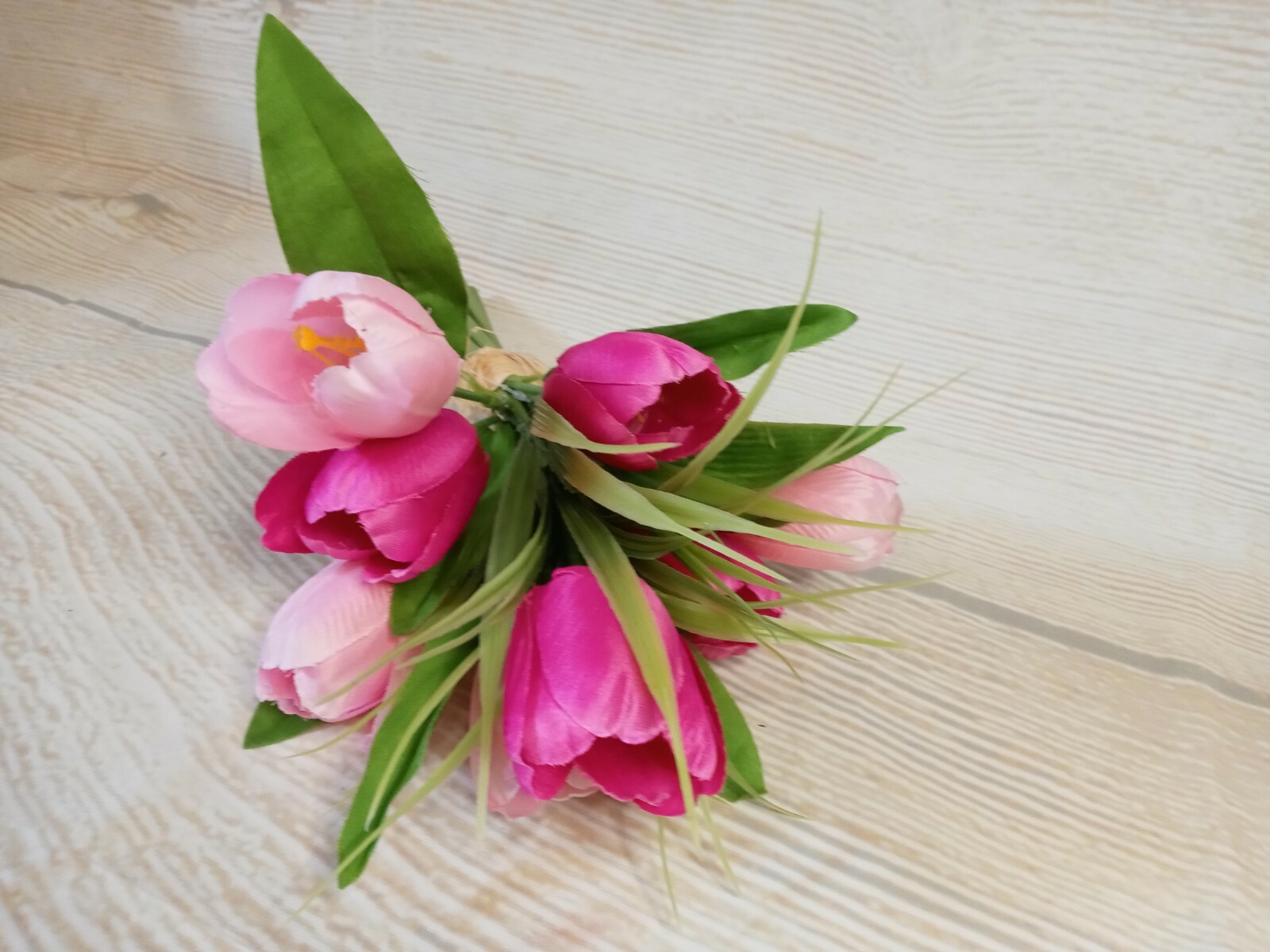 New! Spring Tulips Artificial Flower Bushes Decor Pink Crafts Wreath Vase Floral