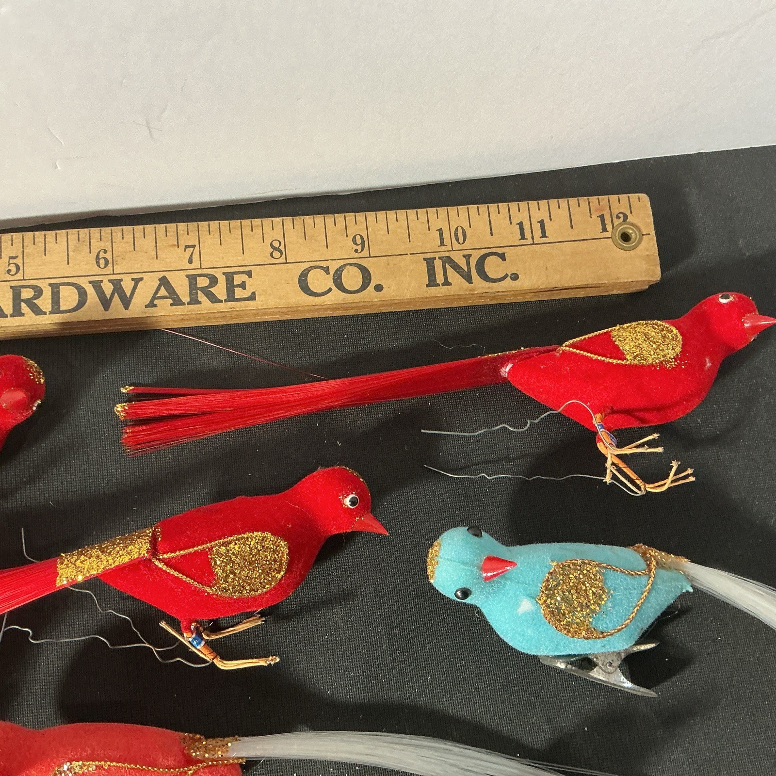 Lot Of 7 Vintage Assorted Artificial Bird Ornaments Craft Wire And Clip On
