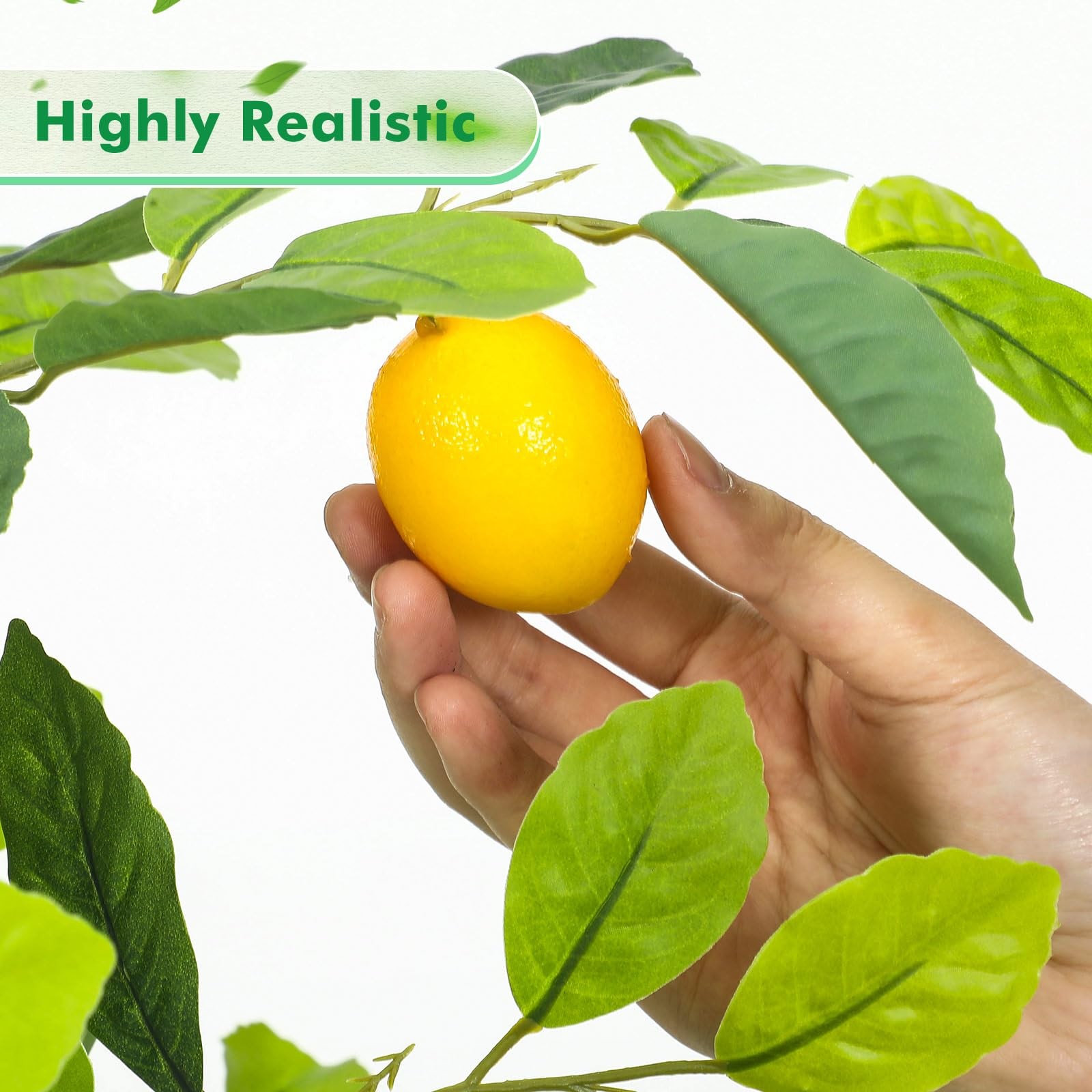 2 PCS 3 FT Tall Artificial Lemon Tree Potted Faux Plant Indoor Home Decor
