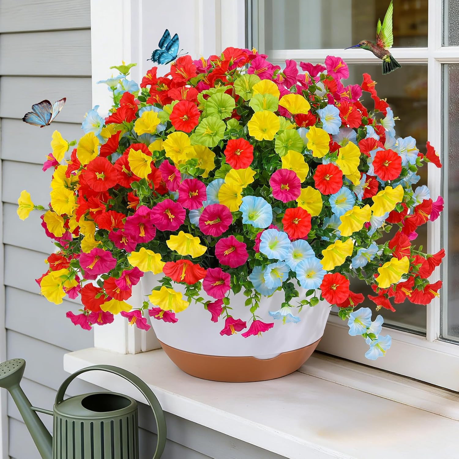 Artificial Flowers for Outdoors, 20 Bundles UV Resistant Faux Flowers for Outdoo