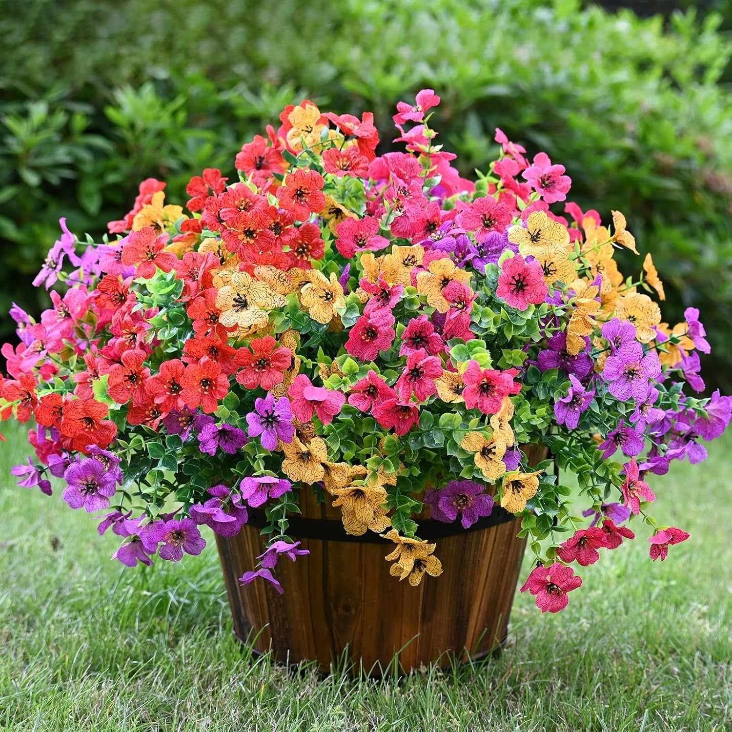 UV Resistant Faux Plastic Flowers for Garden Porch Window Box Decor 12 Pack