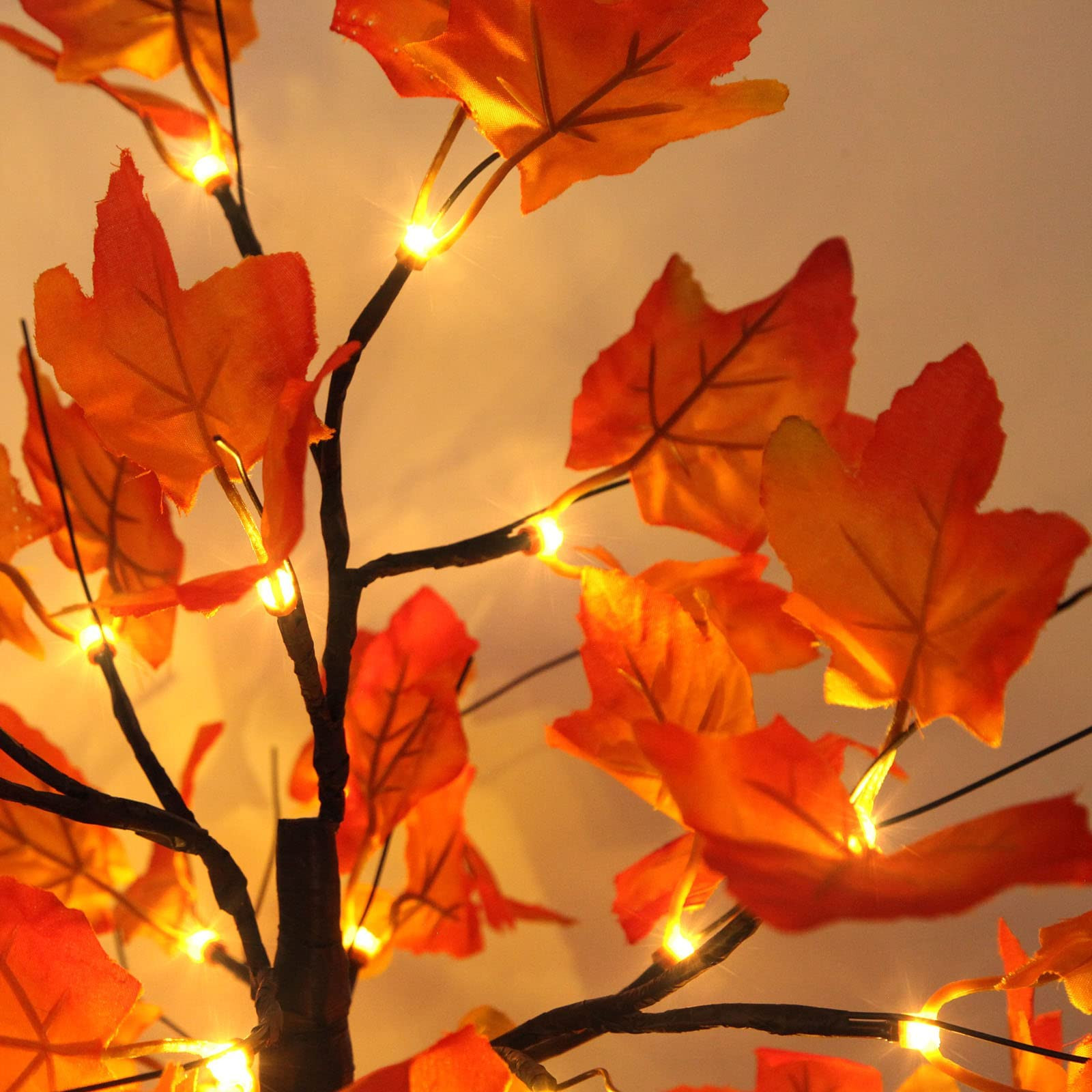 4Pcs Fall Lighted Maple Tree Decor 2FT96LED USB&Battery Operated Artificial A…