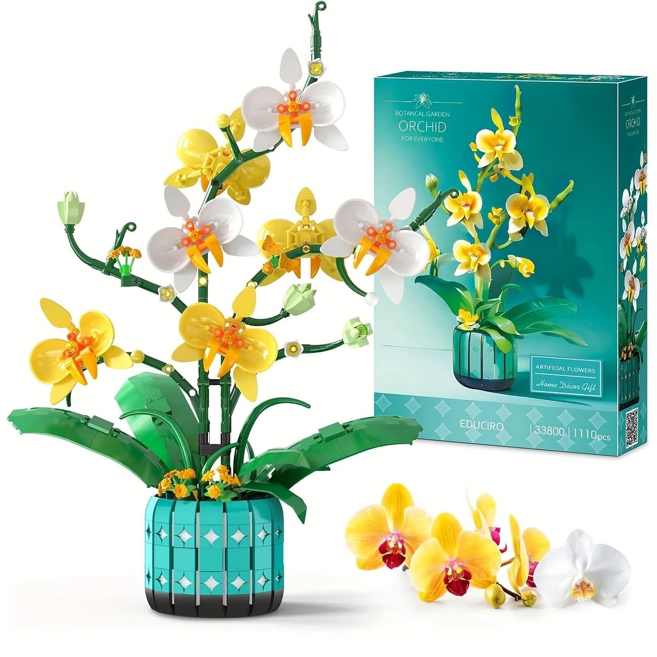 Orchid Flower Building Kit for Adults and Kids 986PCS, Orchid Bonsai Building