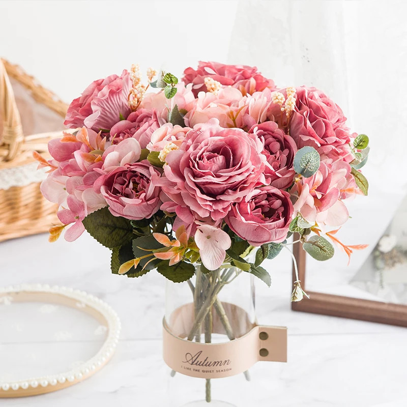 1pc 30CM Silk Peony Rose Bouquet Artificial Flowers for Wedding Home Christmas