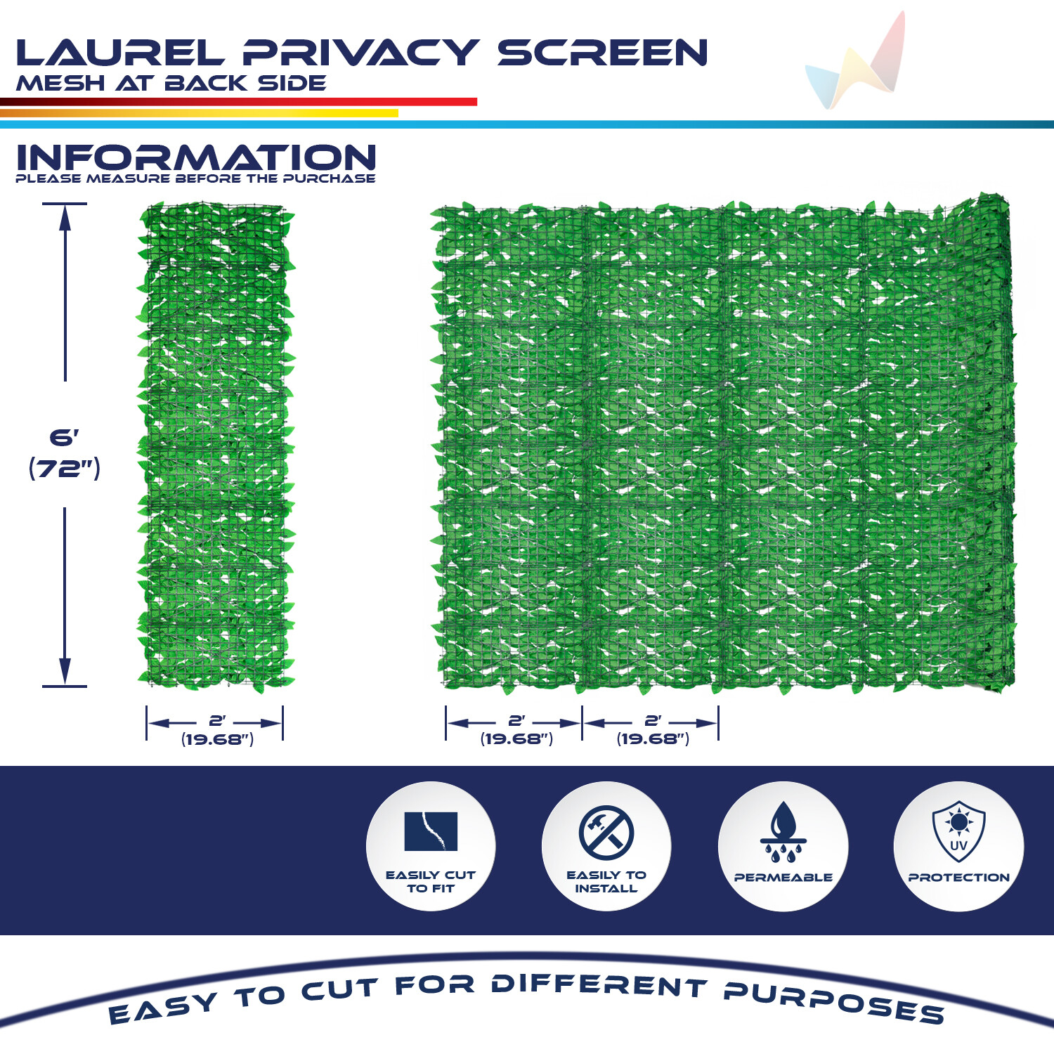 6FT x 8FT Faux Laurel Leaf Privacy Fence Panel Fence Screen Roll Hedge D��cor