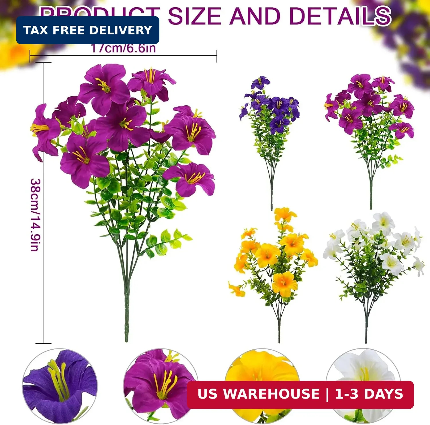2 Set Artificial Outdoor Flowers with Hanging Baskets,24 Pcs UV Resistant Faux P