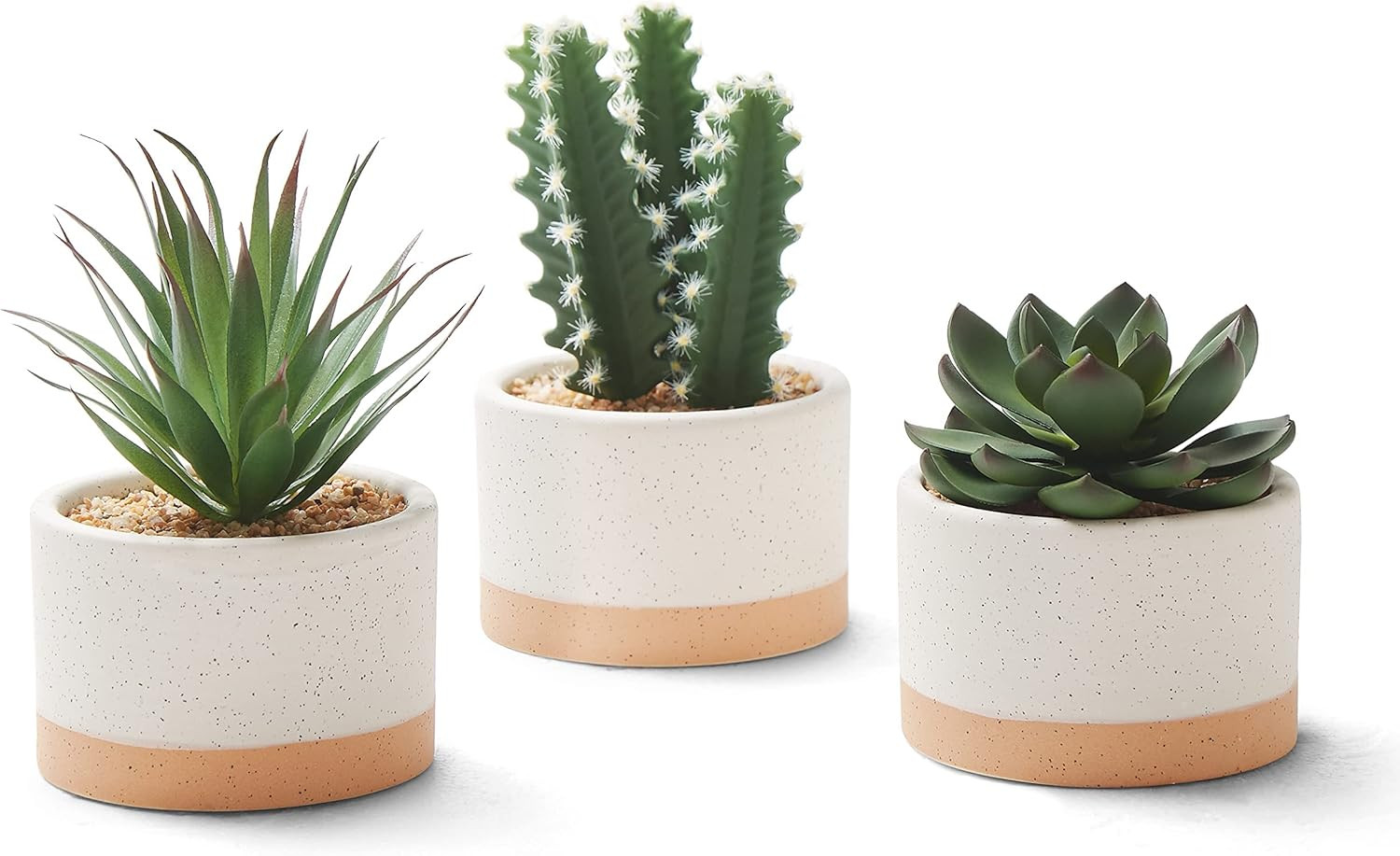 Set of 3 Faux Succulent Plants in Ceramic Pots for Home & Office Decor