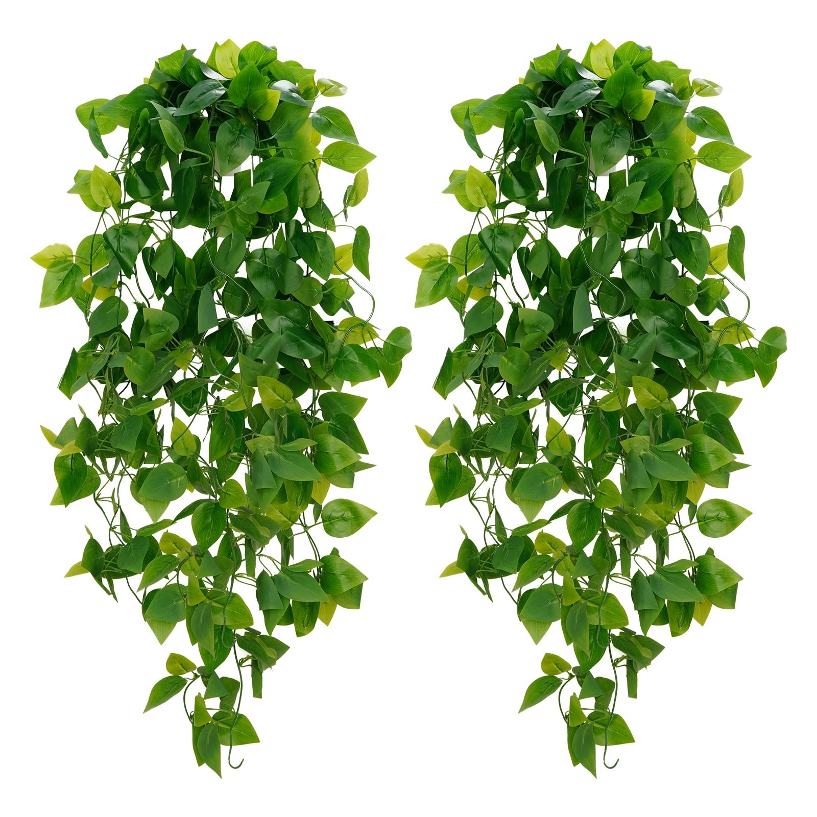 BLEUM CADE 2PCS Fake Hanging Plants Artificial Pothos Vines Indoor Decor (